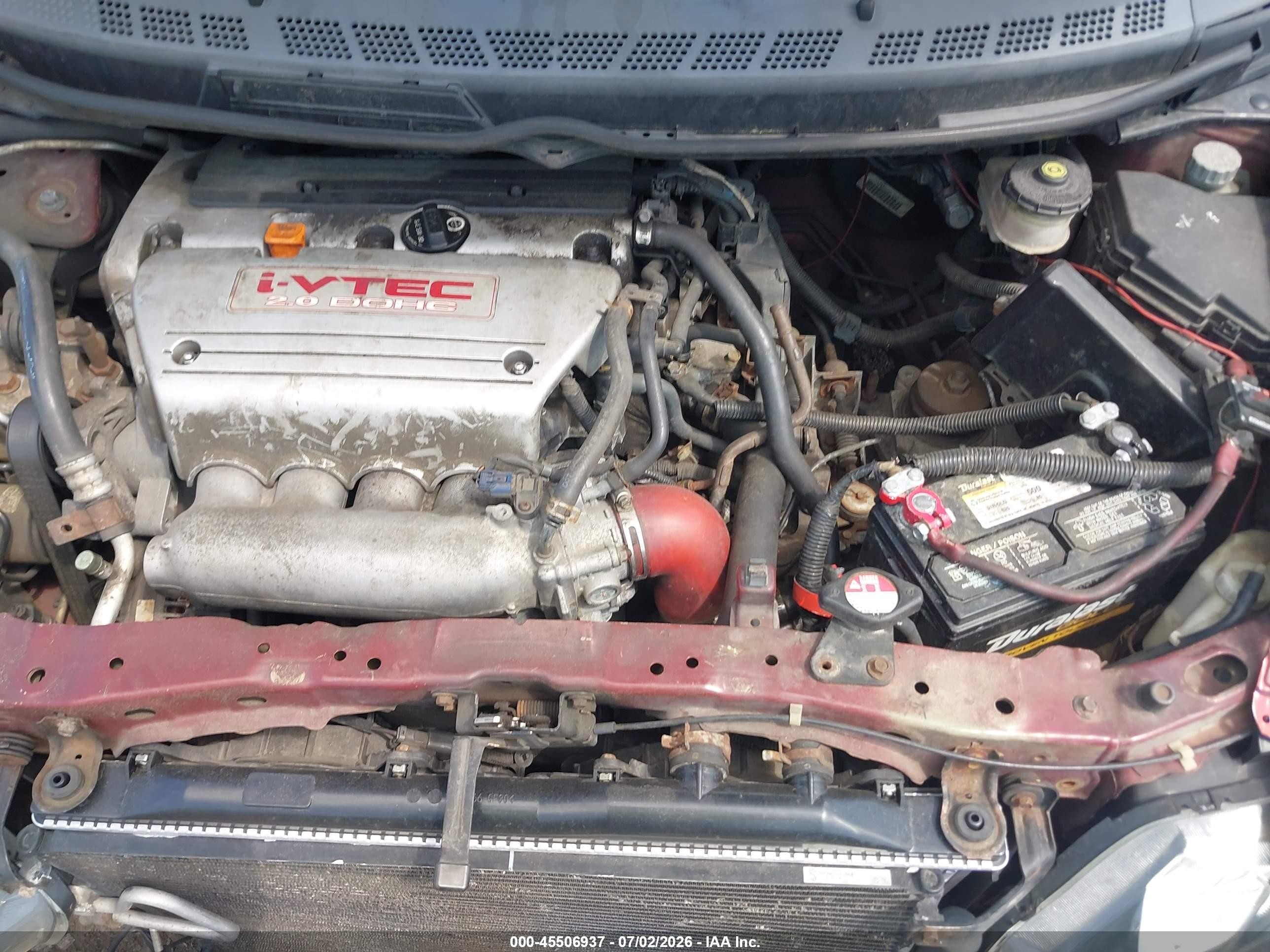 2007 Honda Civic Si Red vin: 2HGFA55557H712696