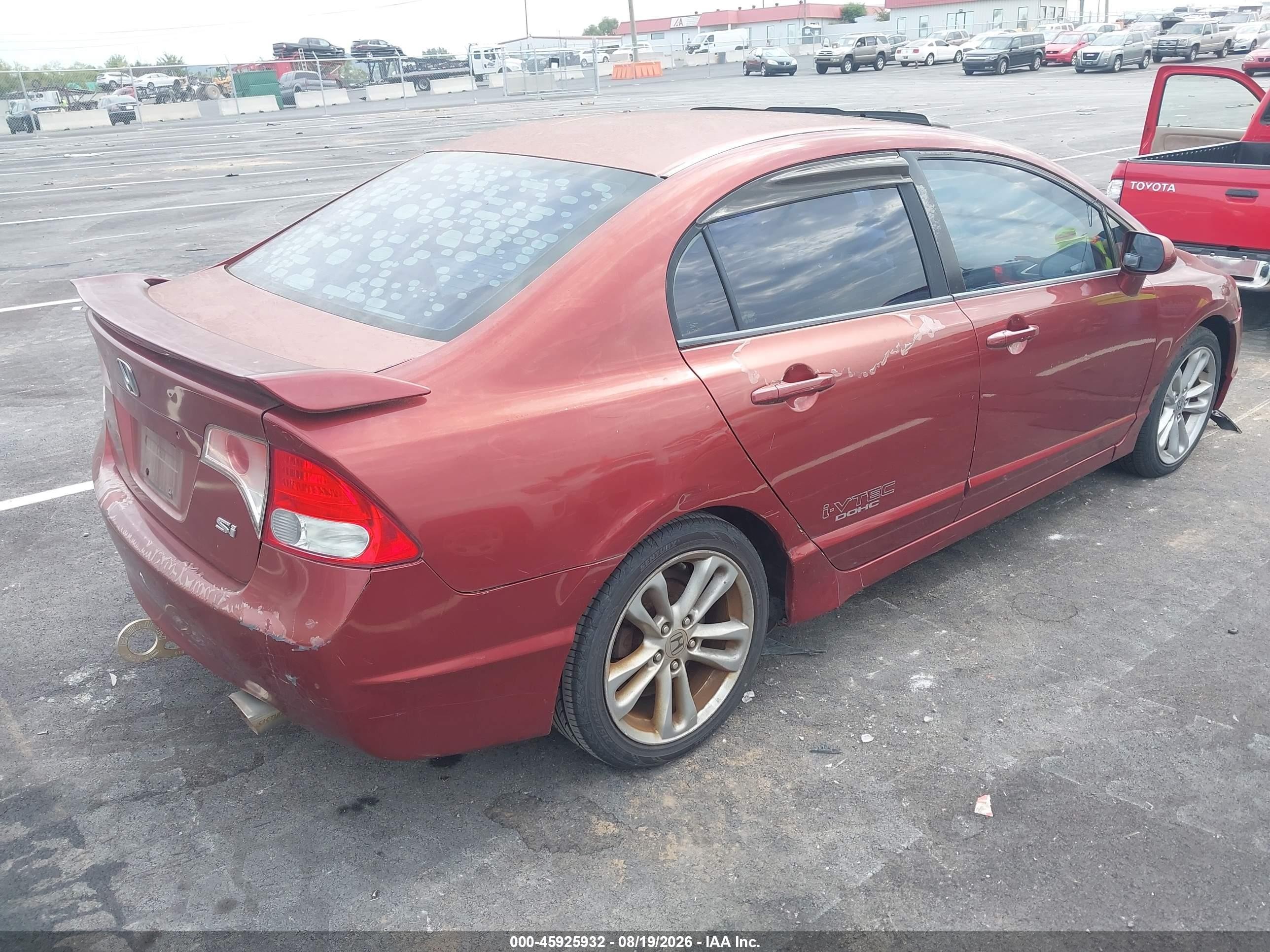2007 Honda Civic Si Red vin: 2HGFA55567H708804