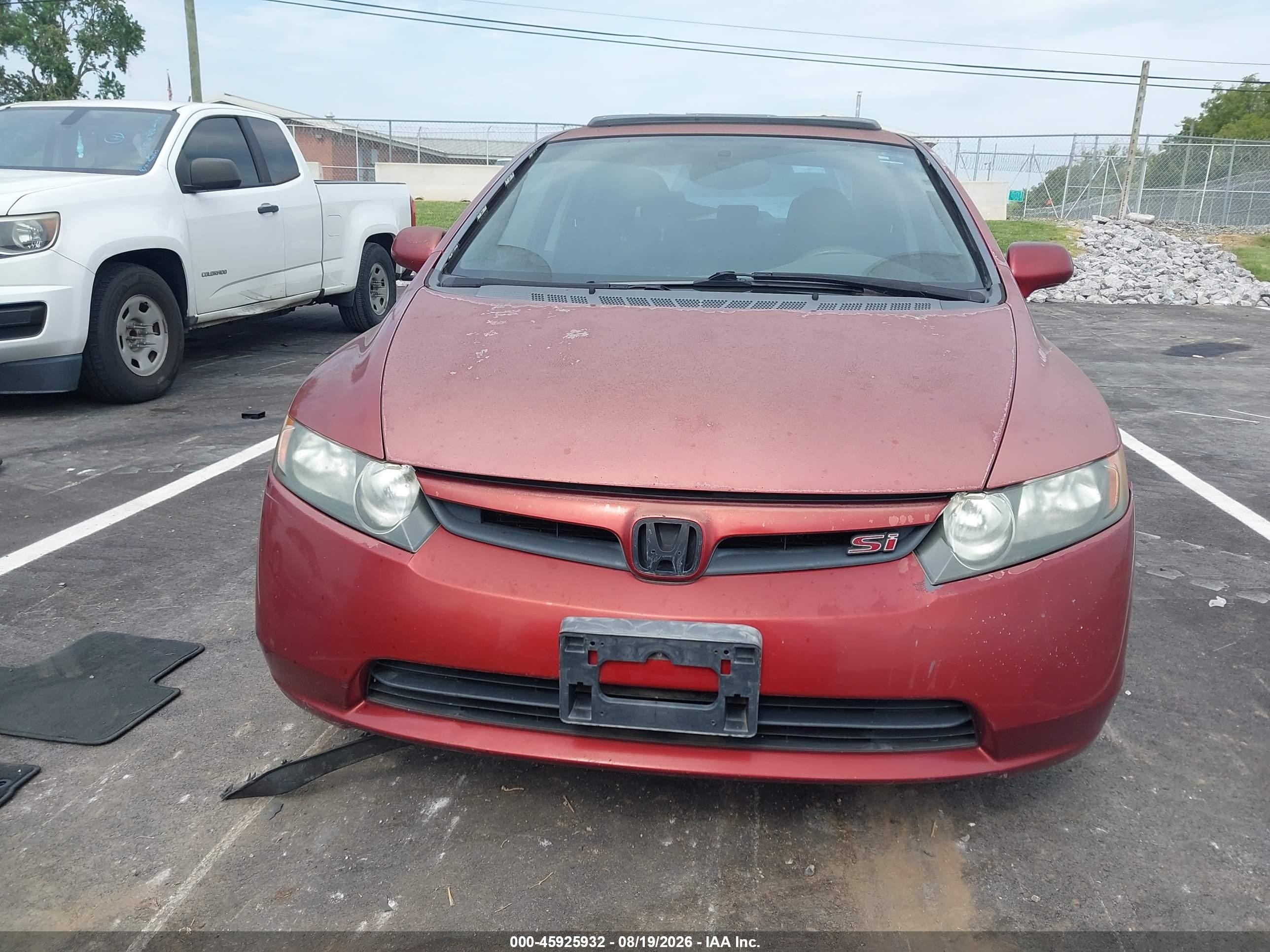 2007 Honda Civic Si Red vin: 2HGFA55567H708804