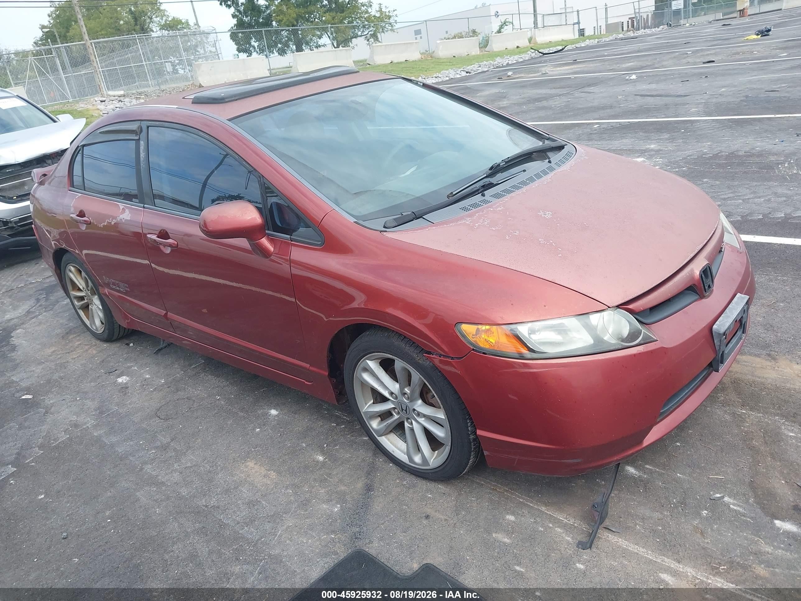 2007 Honda Civic Si Red vin: 2HGFA55567H708804