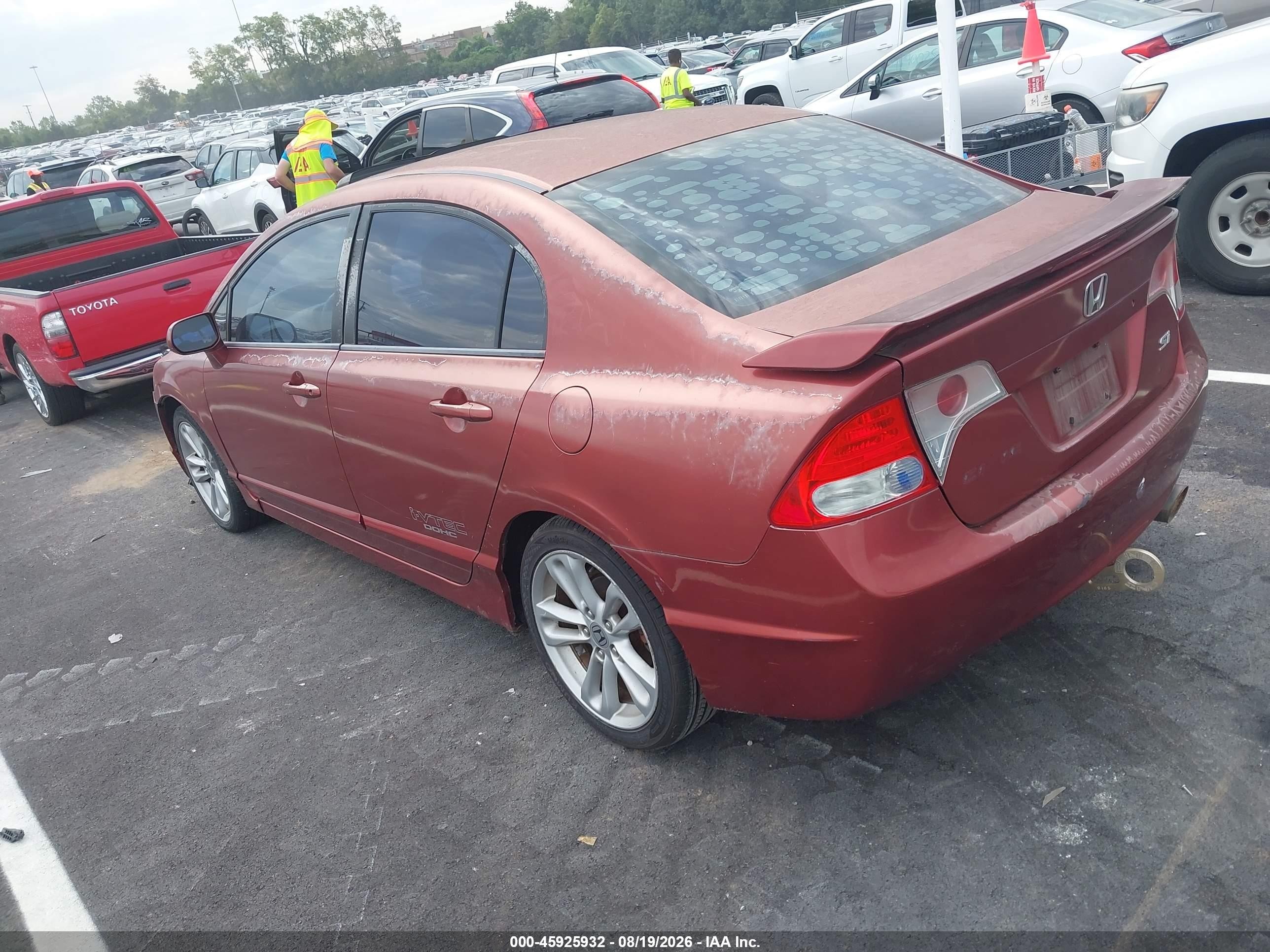 2007 Honda Civic Si Red vin: 2HGFA55567H708804