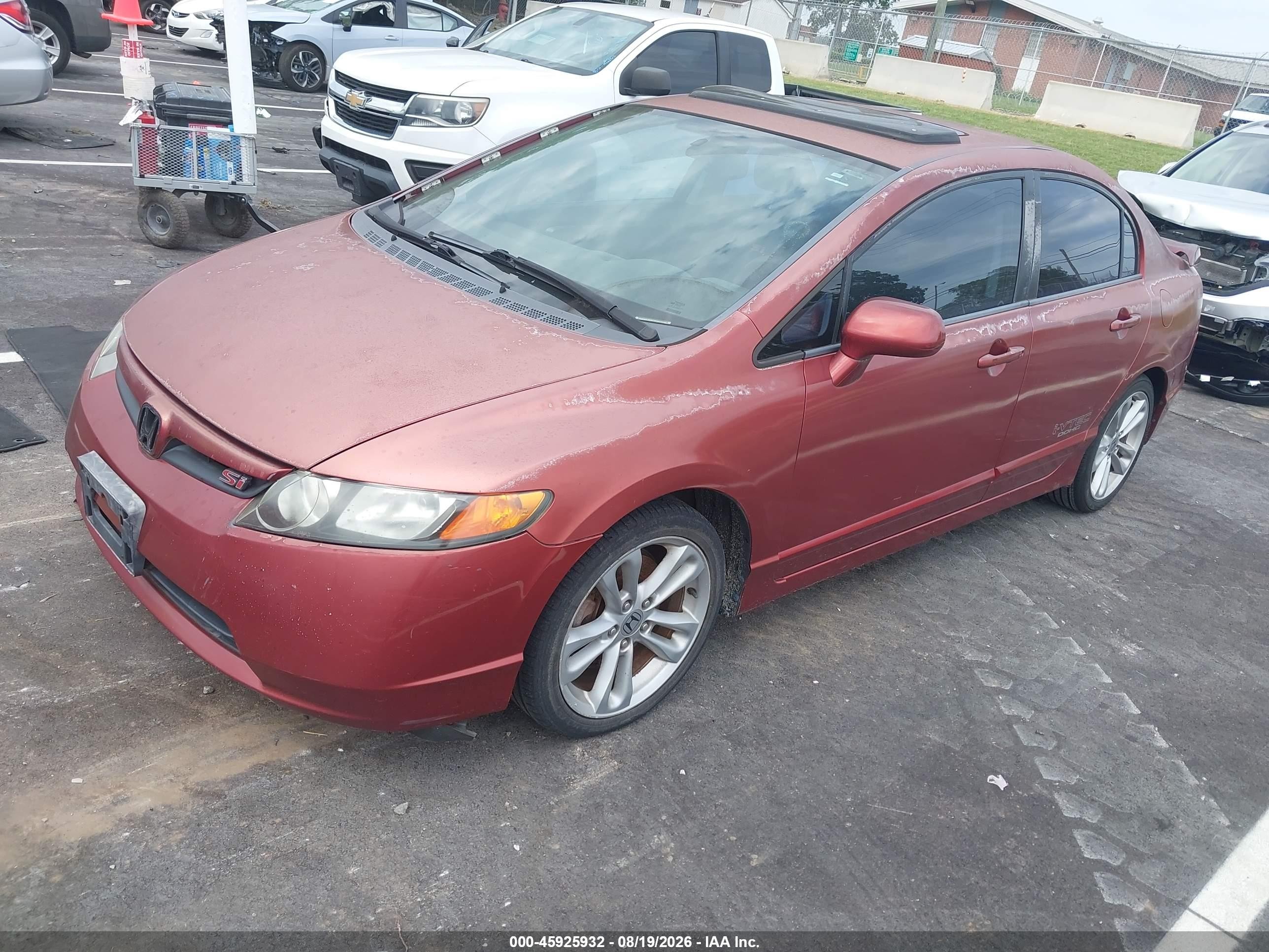 2007 Honda Civic Si Red vin: 2HGFA55567H708804