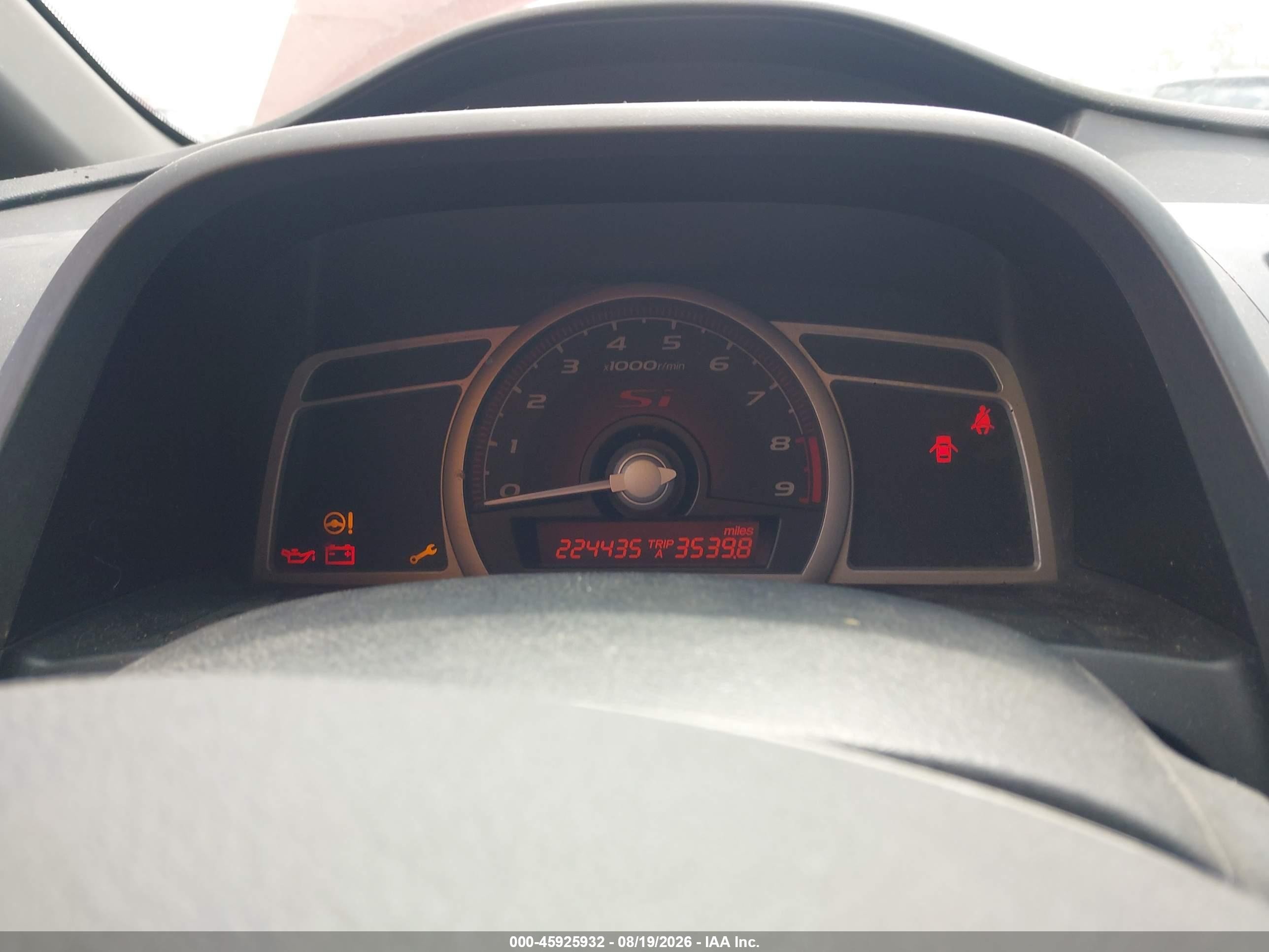 2007 Honda Civic Si Red vin: 2HGFA55567H708804
