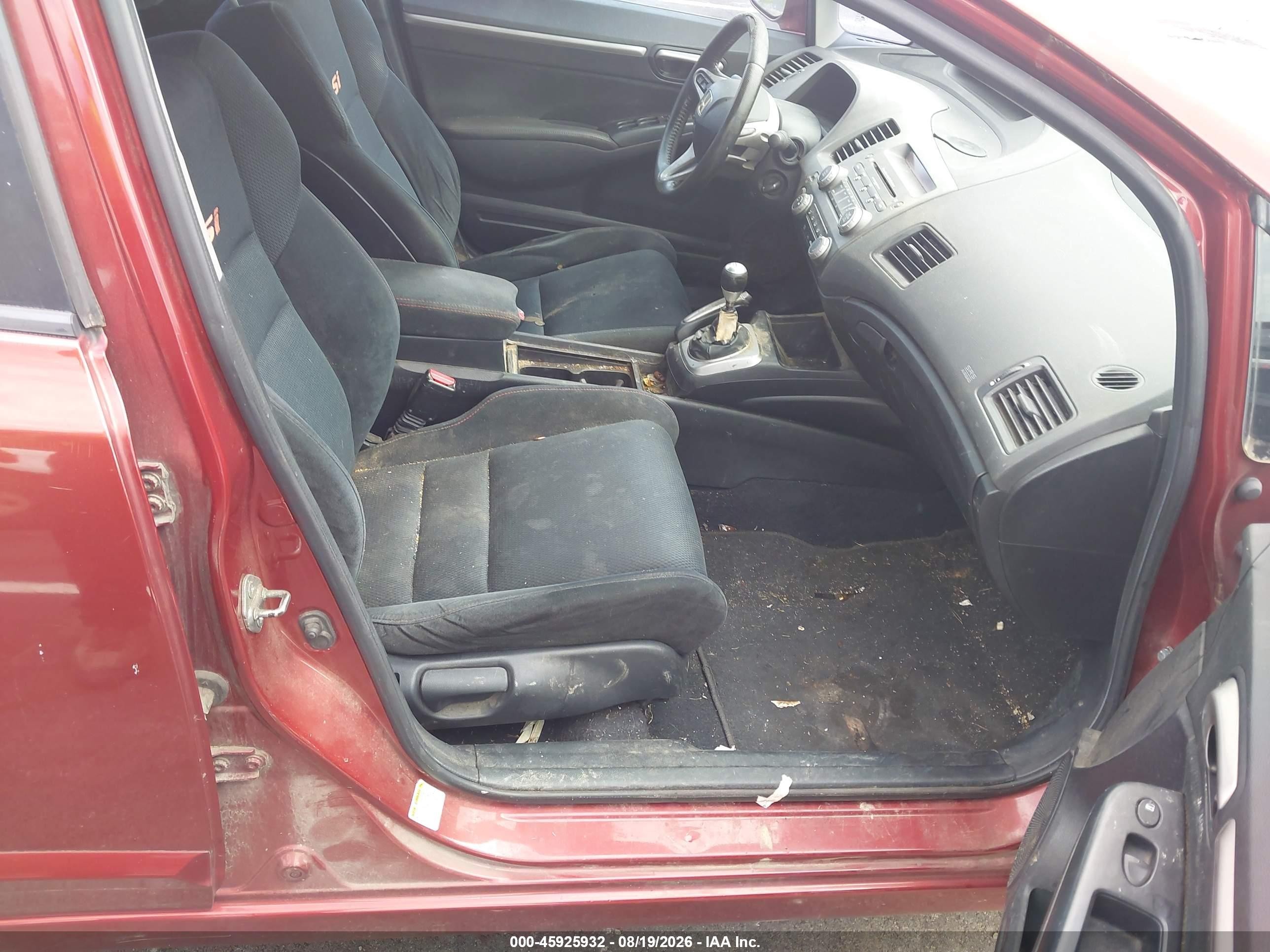 2007 Honda Civic Si Red vin: 2HGFA55567H708804