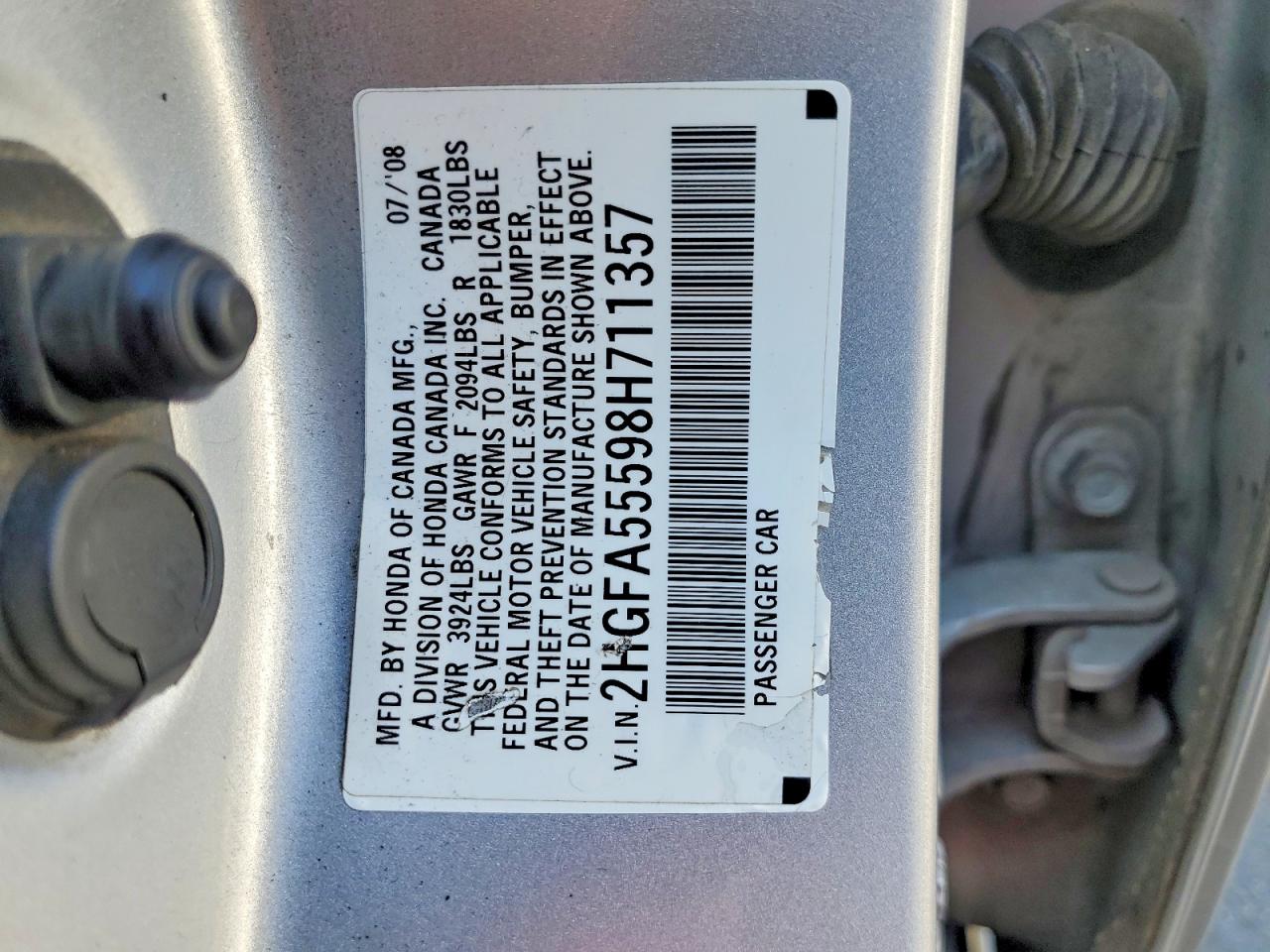 2008 Honda Civic Si Silver vin: 2HGFA55598H711357