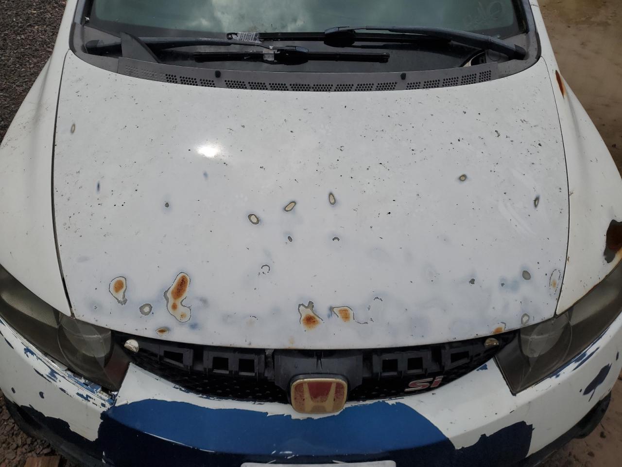 2009 Honda Civic Si White vin: 2HGFA555X9H707237 Damage: Hood, Rust, > 12 Inches