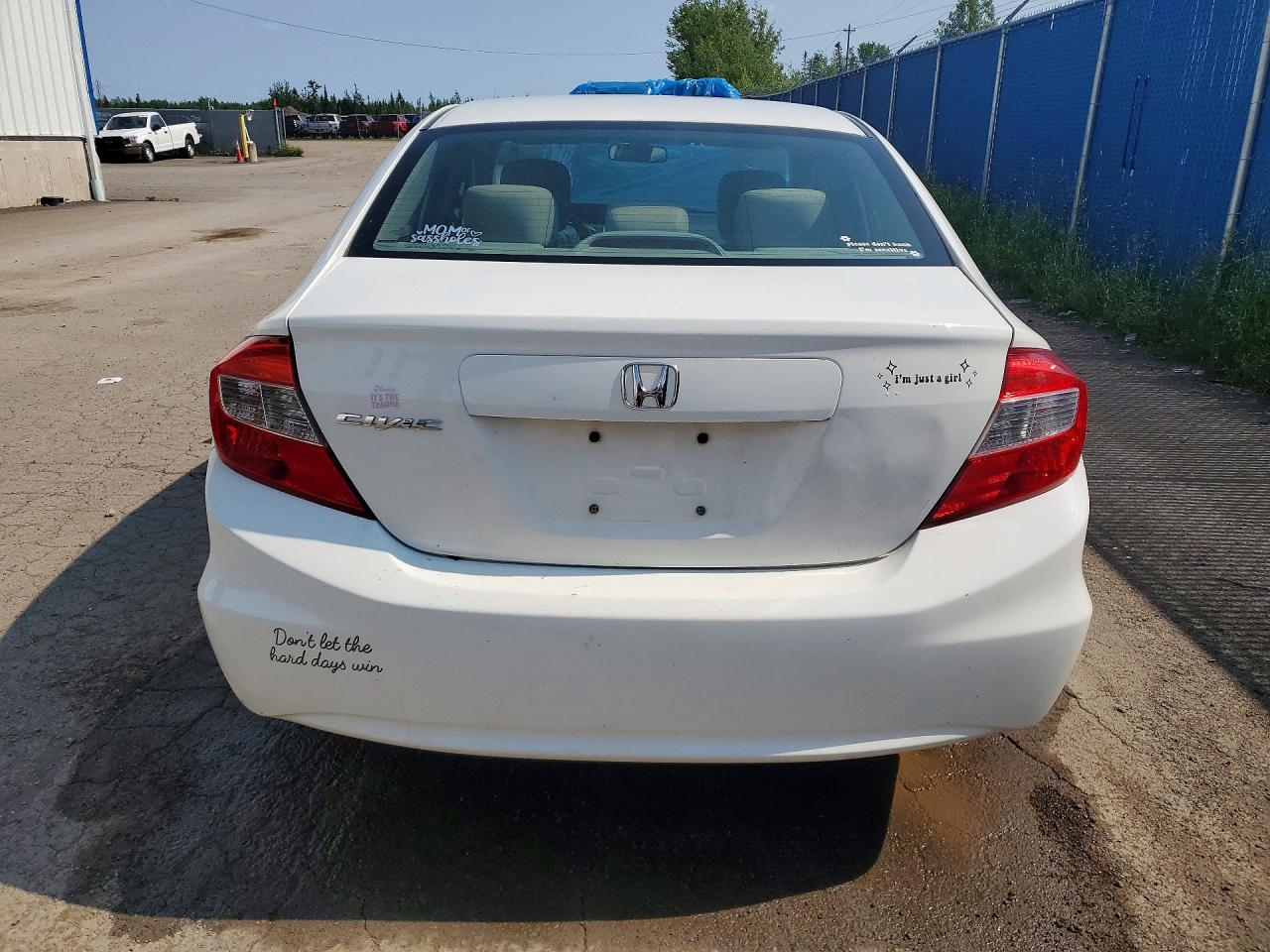 2012 Honda Civic Lx White vin: 2HGFB2E44CH041230