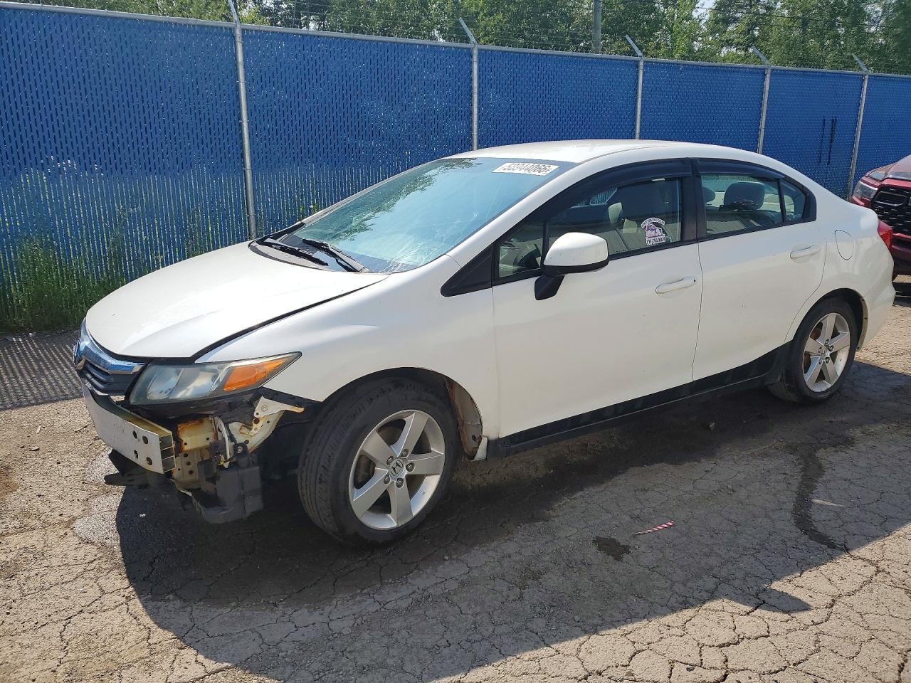 2012 Honda Civic Lx White vin: 2HGFB2E44CH041230