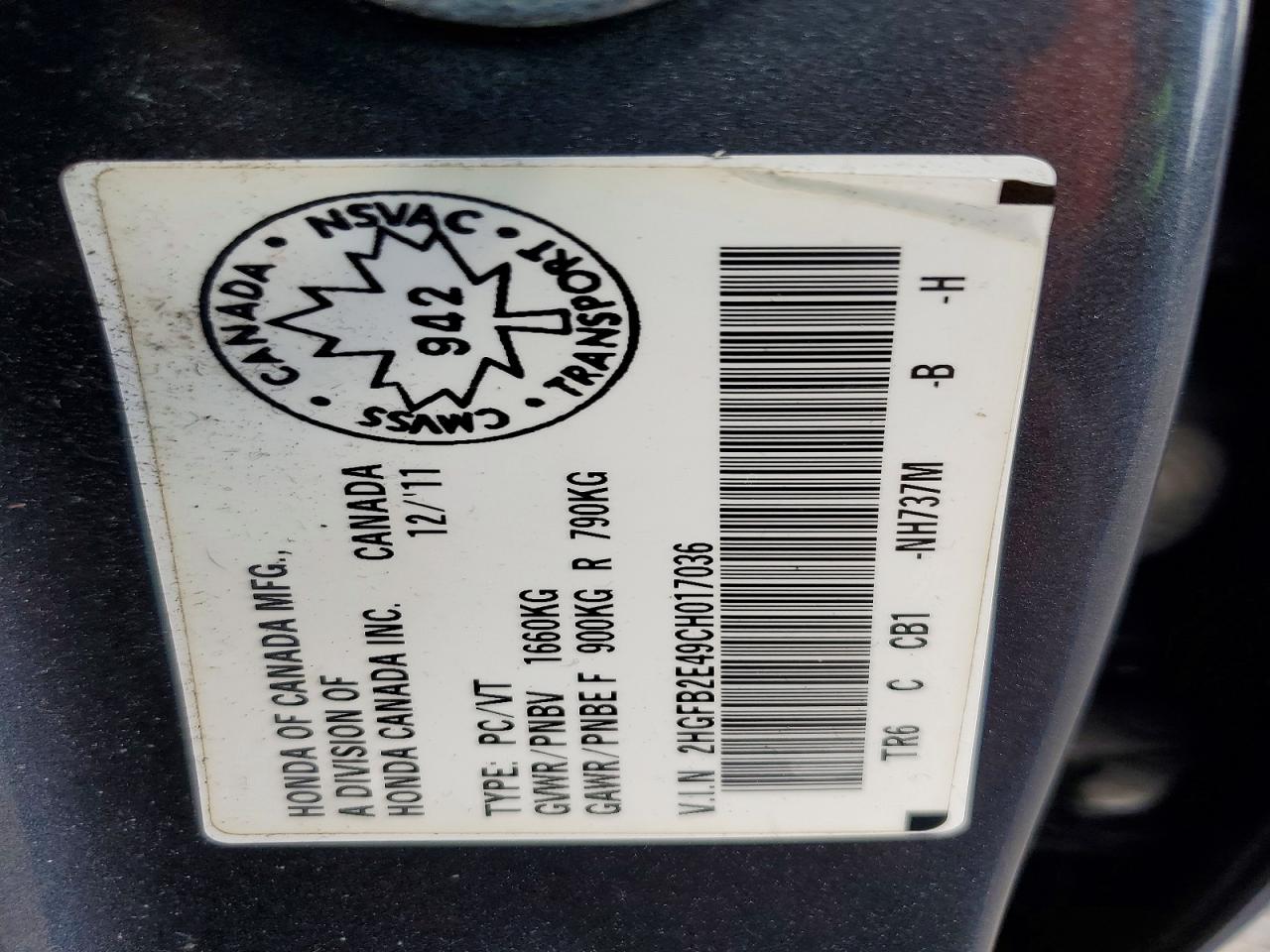 2012 Honda Civic Lx Gray vin: 2HGFB2E49CH017036