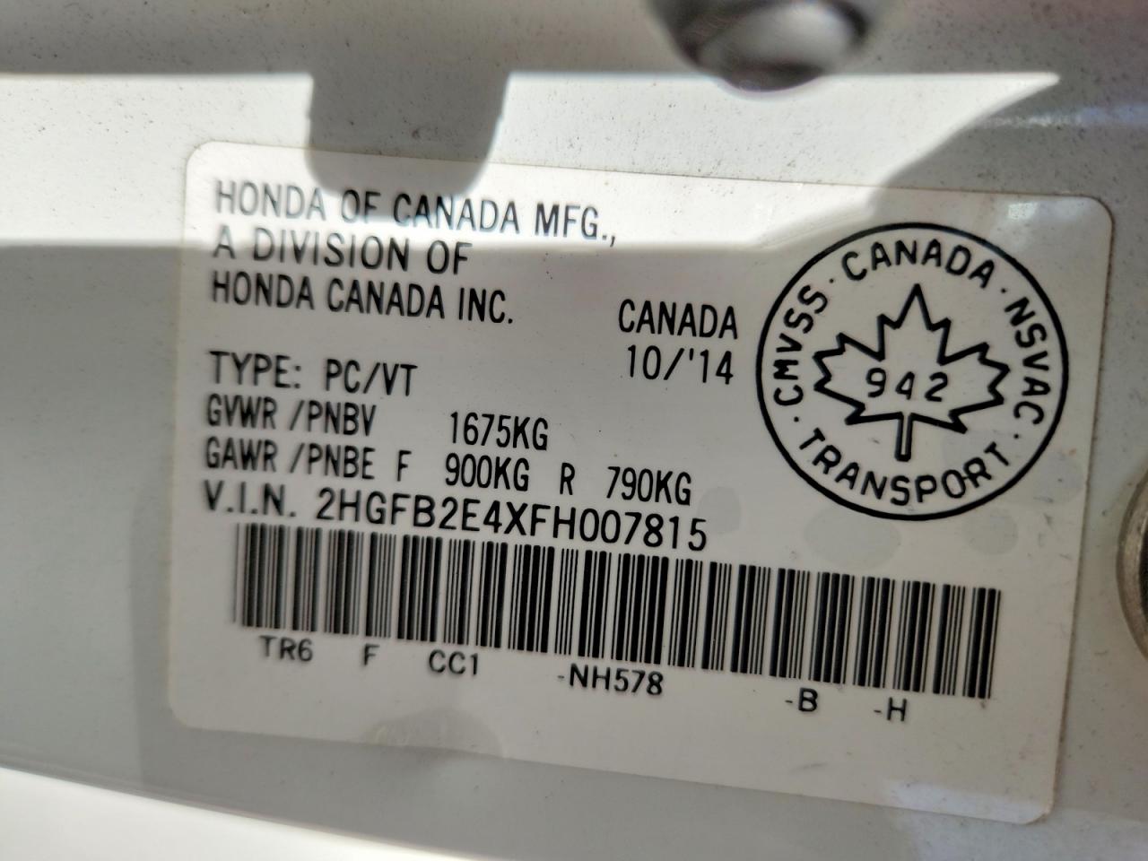 2015 Honda Civic Lx White vin: 2HGFB2E4XFH007815