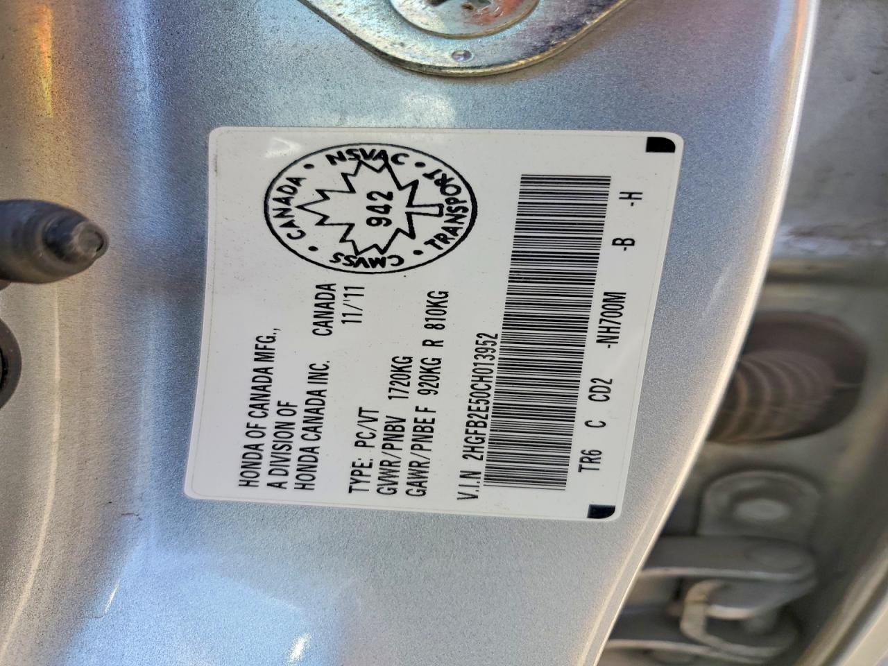 2012 Honda Civic Lx Silver vin: 2HGFB2E50CH013952