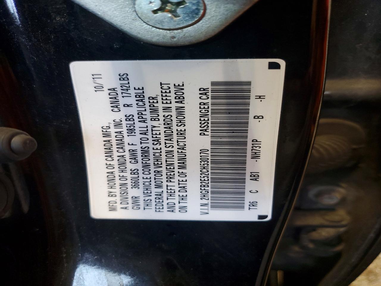 2012 Honda Civic Lx Black vin: 2HGFB2E52CH530170