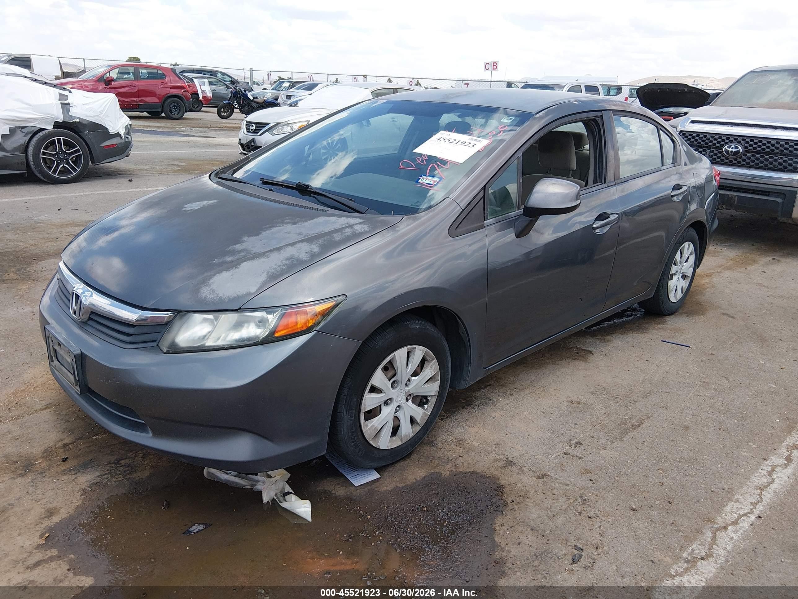 2012 Honda Civic Lx Gray vin: 2HGFB2E52CH553335