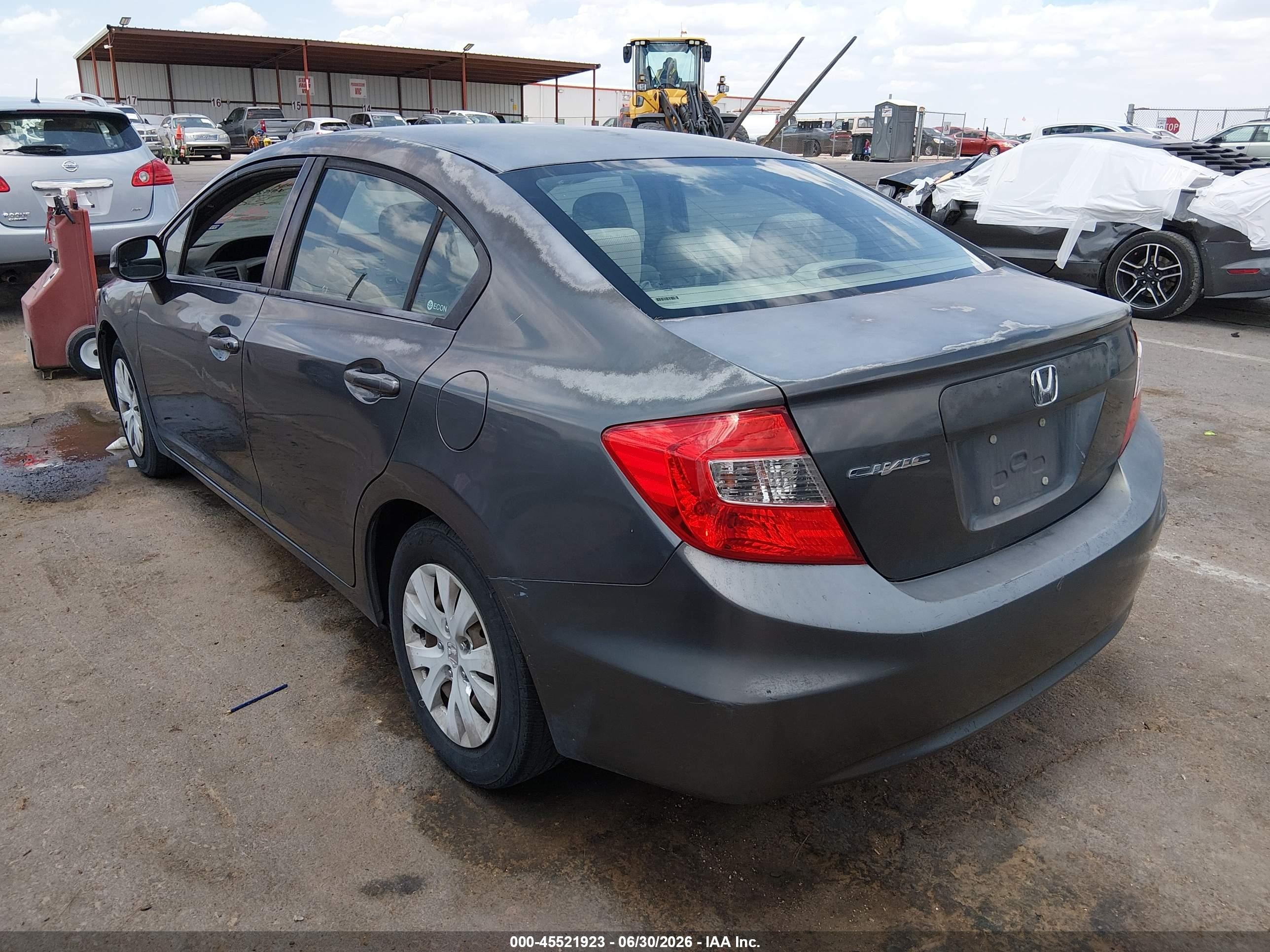 2012 Honda Civic Lx Gray vin: 2HGFB2E52CH553335