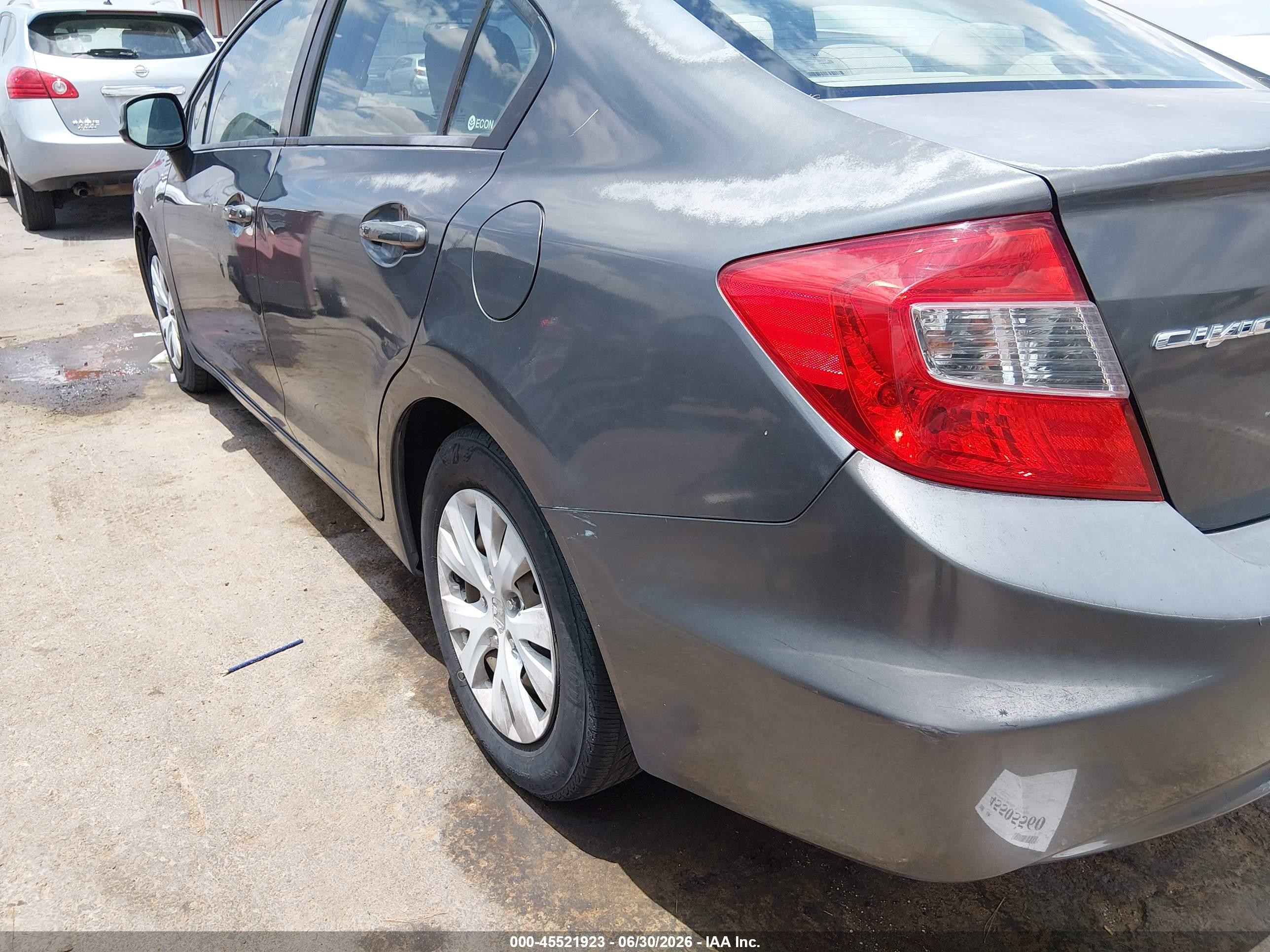 2012 Honda Civic Lx Gray vin: 2HGFB2E52CH553335