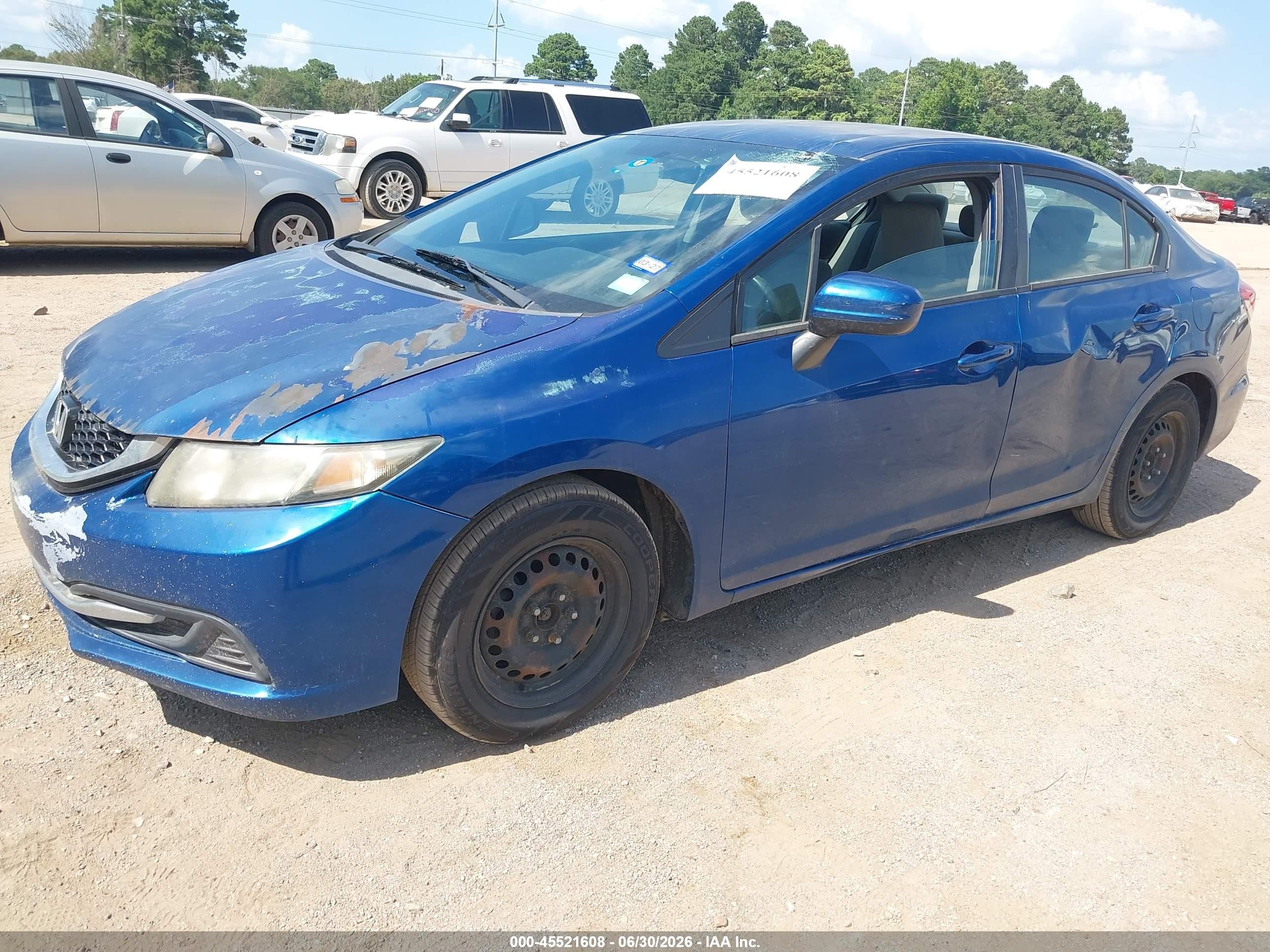 2014 Honda Civic Lx Blue vin: 2HGFB2E52EH553502