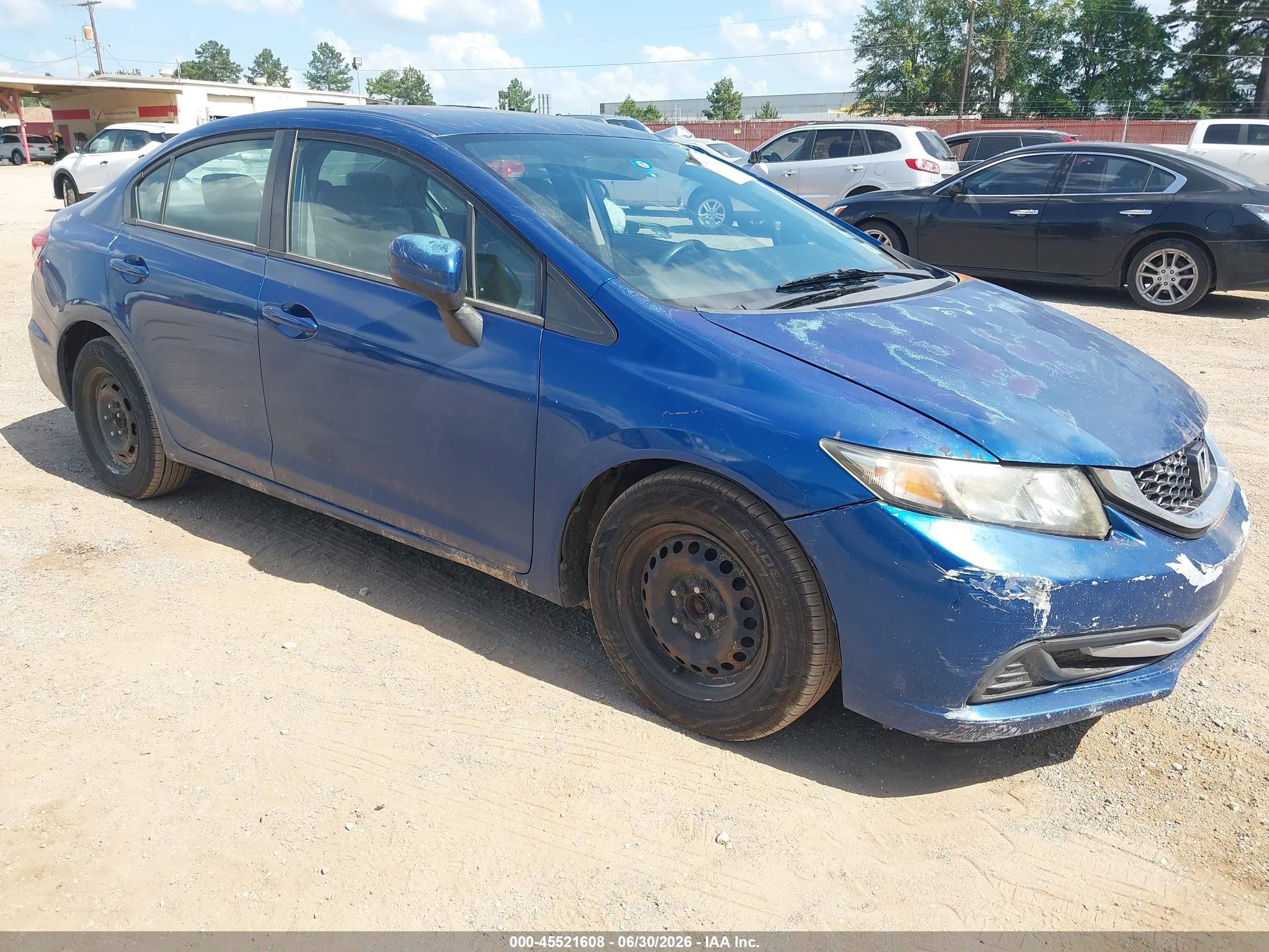 2014 Honda Civic Lx Blue vin: 2HGFB2E52EH553502