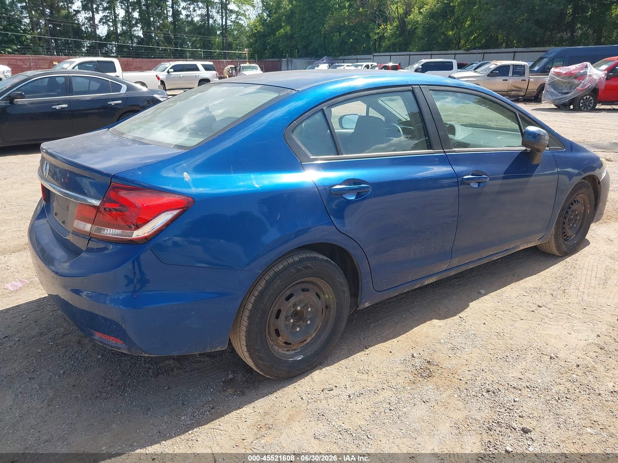 2014 Honda Civic Lx Blue vin: 2HGFB2E52EH553502