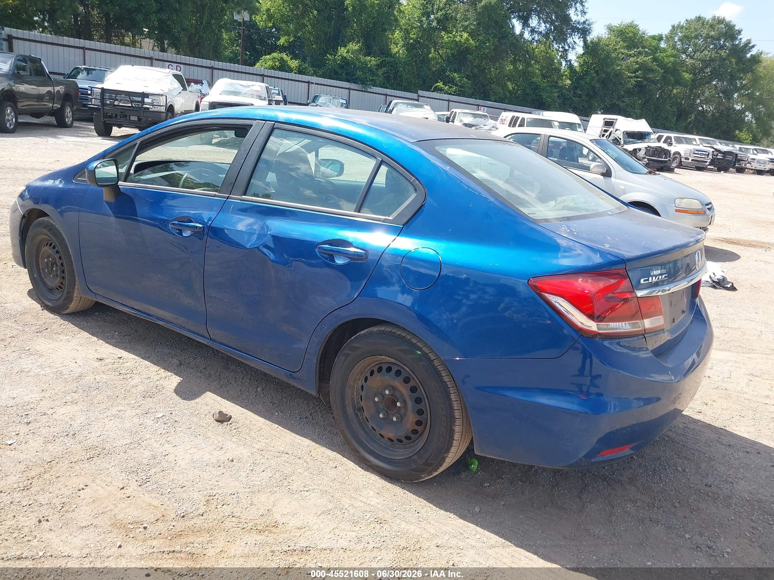 2014 Honda Civic Lx Blue vin: 2HGFB2E52EH553502