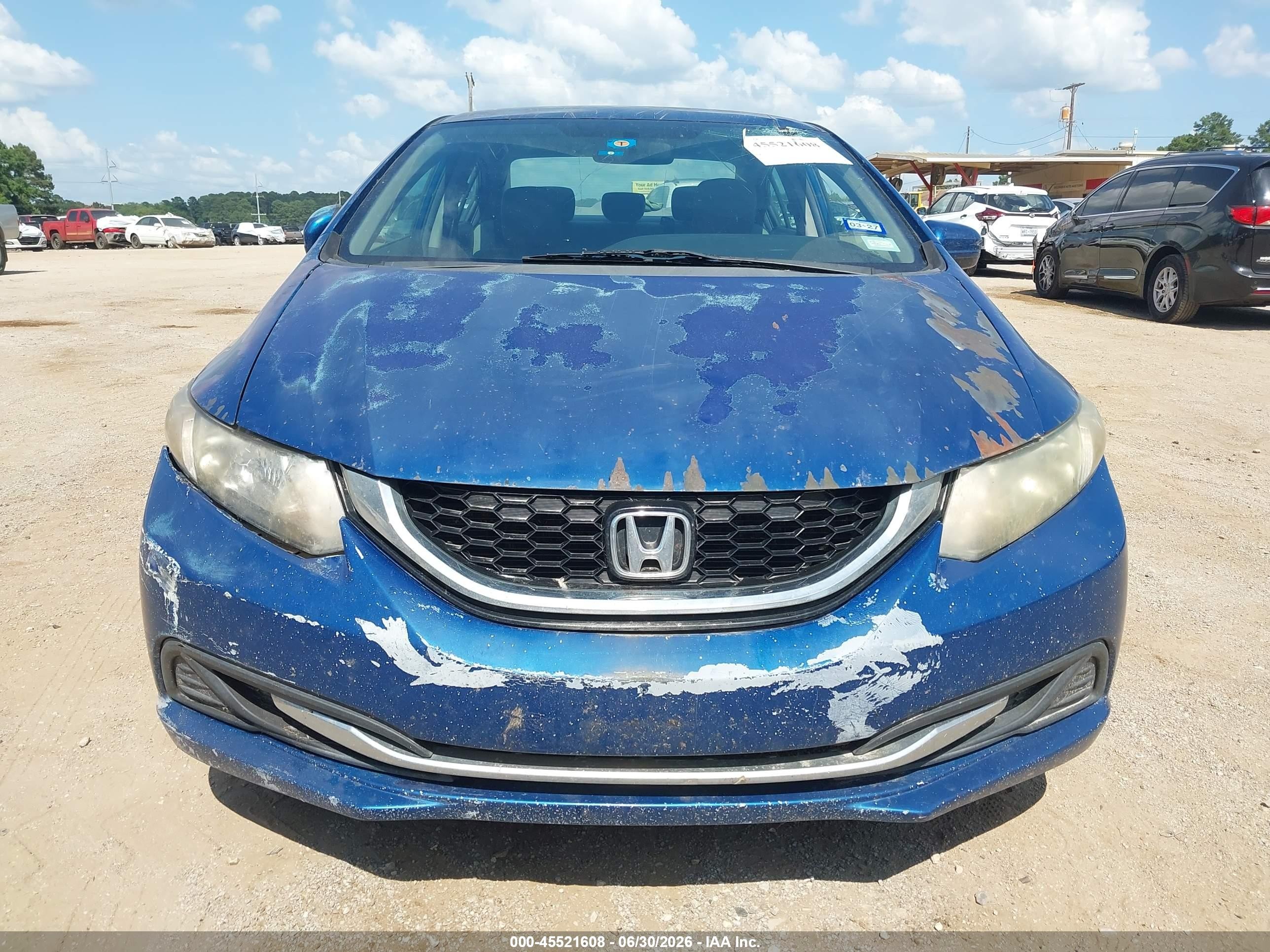 2014 Honda Civic Lx Blue vin: 2HGFB2E52EH553502