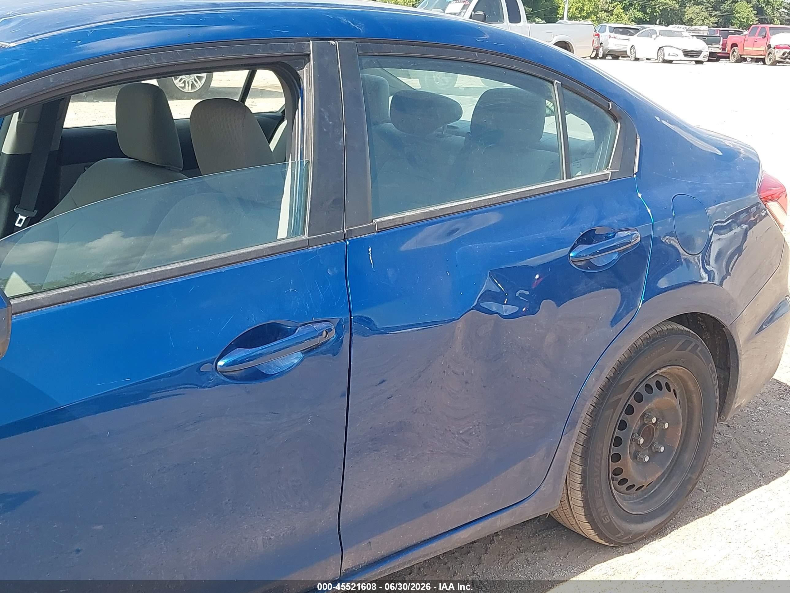 2014 Honda Civic Lx Blue vin: 2HGFB2E52EH553502