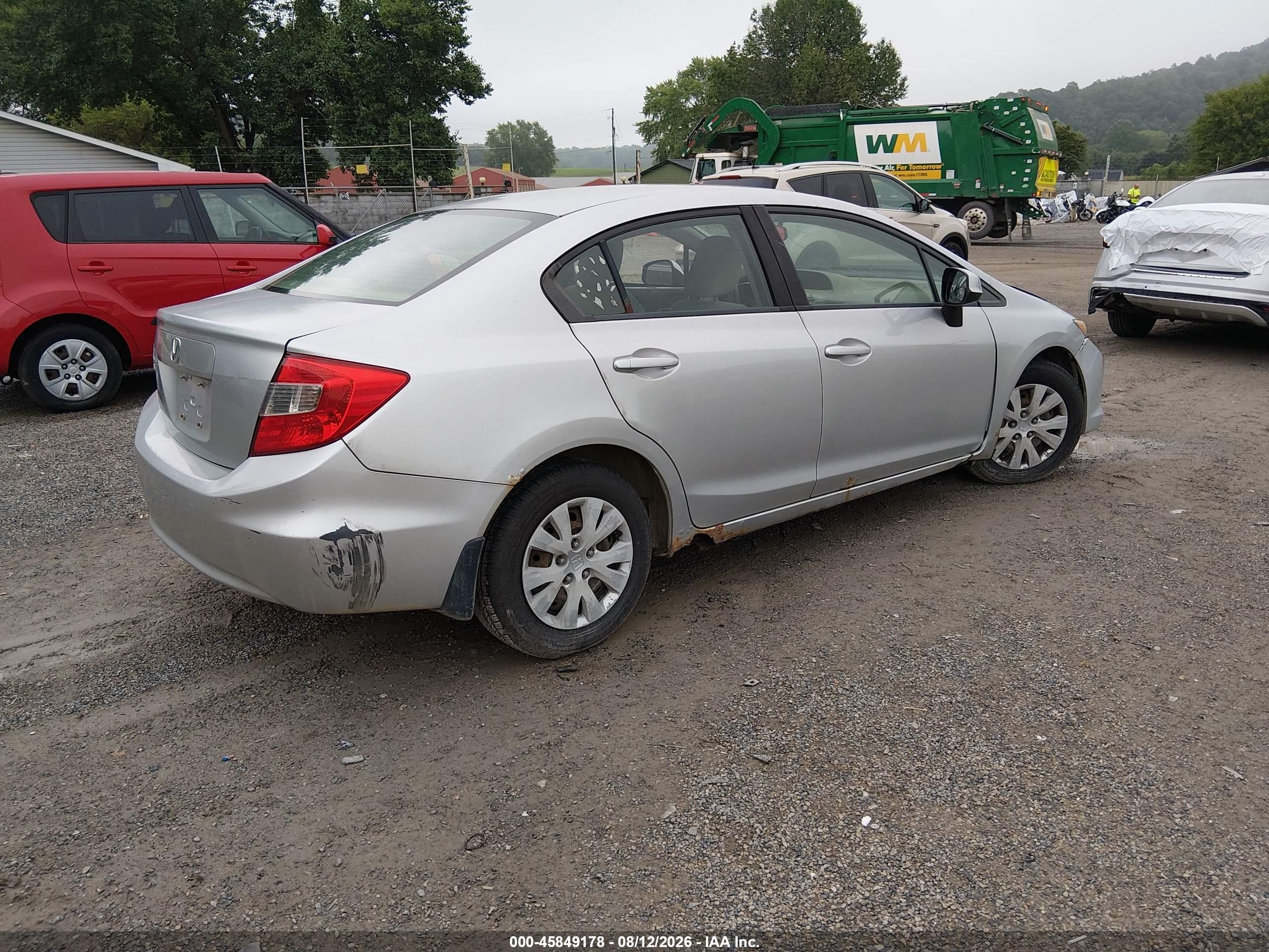 2012 Honda Civic Lx Silver vin: 2HGFB2E53CH530534