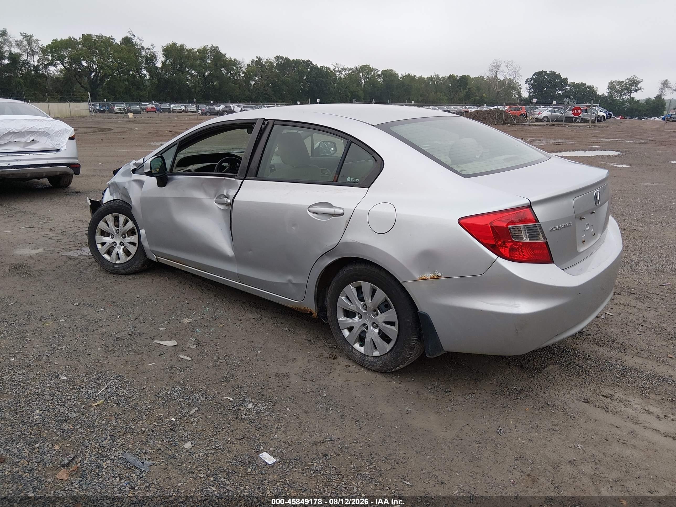 2012 Honda Civic Lx Silver vin: 2HGFB2E53CH530534