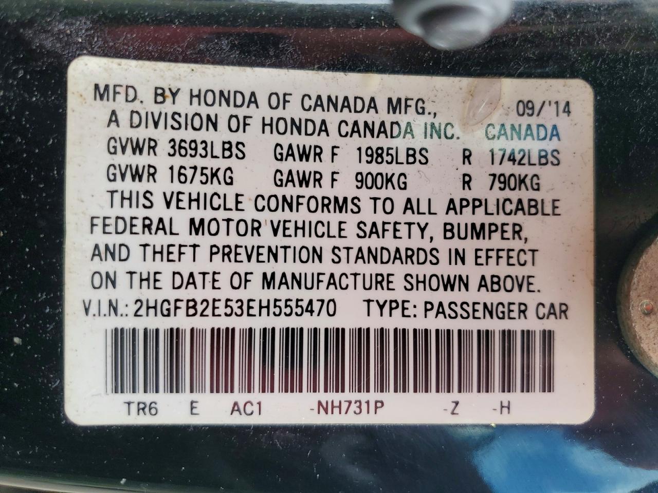 2014 Honda Civic Lx Black vin: 2HGFB2E53EH555470