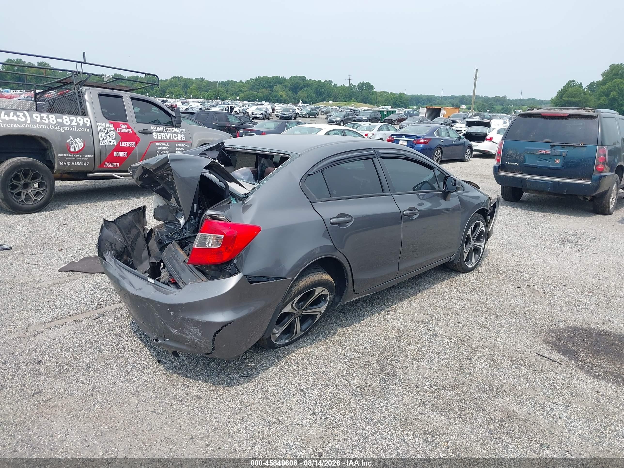 2012 Honda Civic Lx Gray vin: 2HGFB2E58CH507850