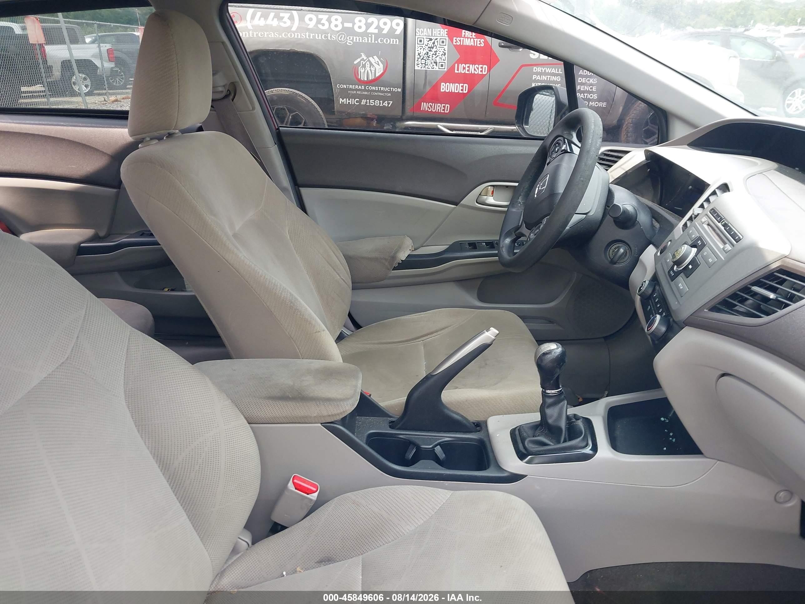 2012 Honda Civic Lx Gray vin: 2HGFB2E58CH507850