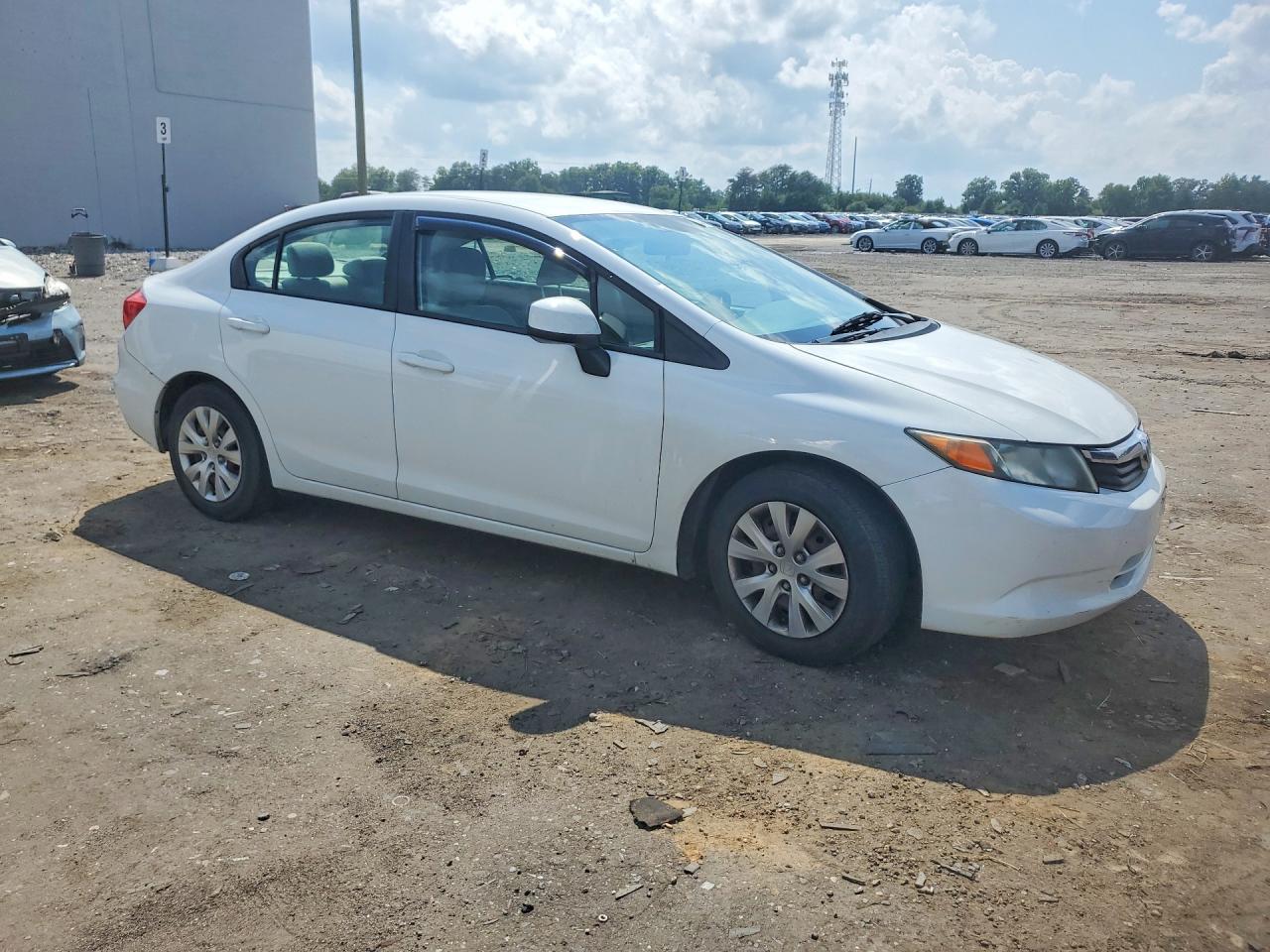 2012 Honda Civic Lx White vin: 2HGFB2E59CH501720