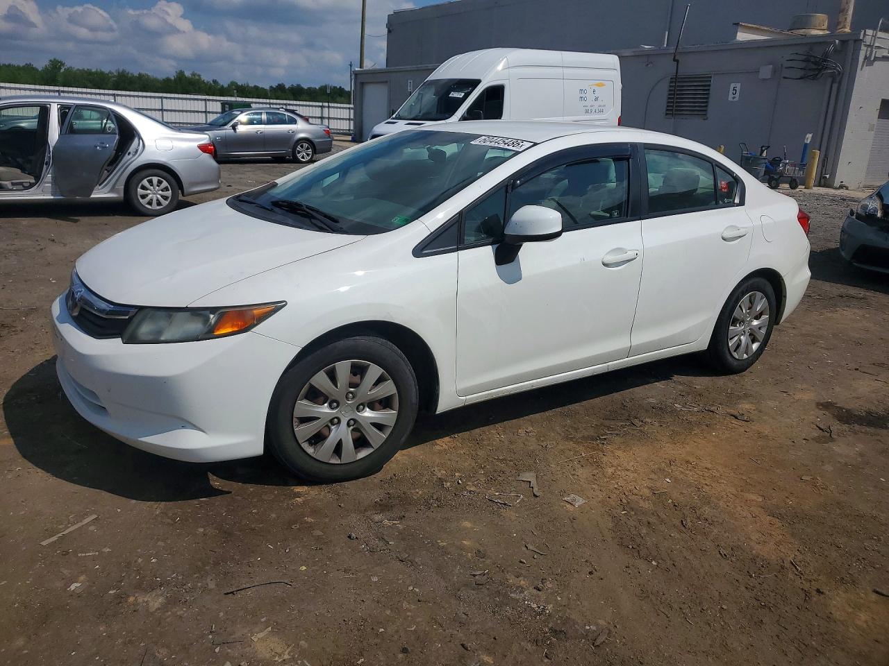 2012 Honda Civic Lx White vin: 2HGFB2E59CH501720