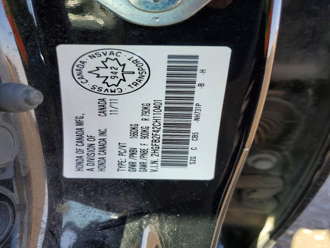 2012 Honda Civic Lx Black vin: 2HGFB2F42CH110401