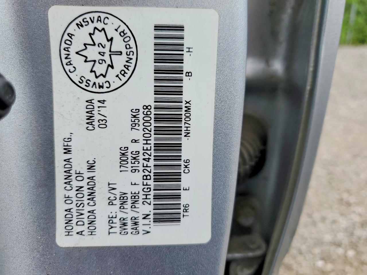 2014 Honda Civic Lx Silver vin: 2HGFB2F42EH020068