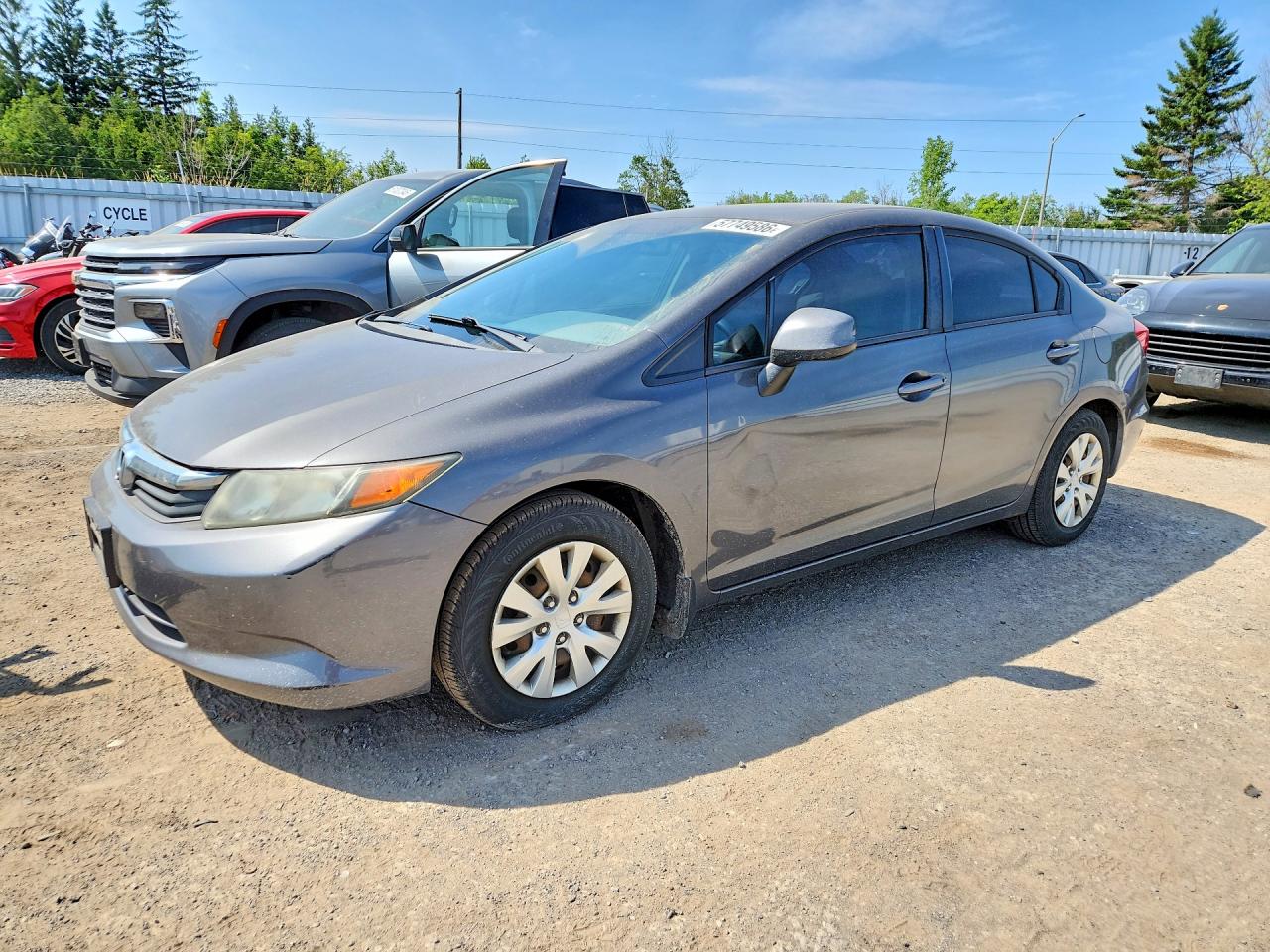 2012 Honda Civic Lx Gray vin: 2HGFB2F43CH047194
