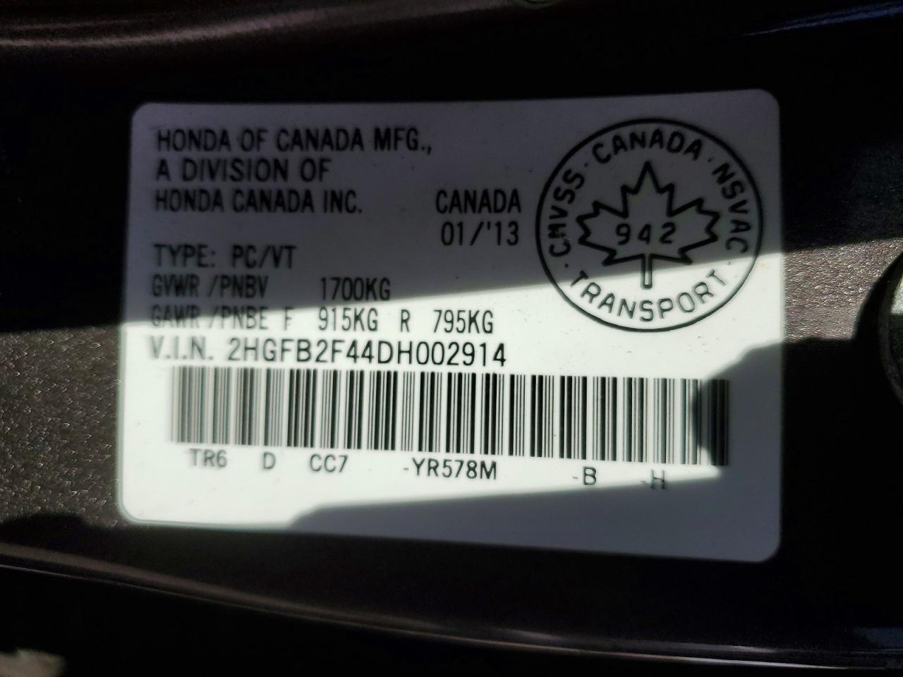 2013 Honda Civic Lx Gray vin: 2HGFB2F44DH002914