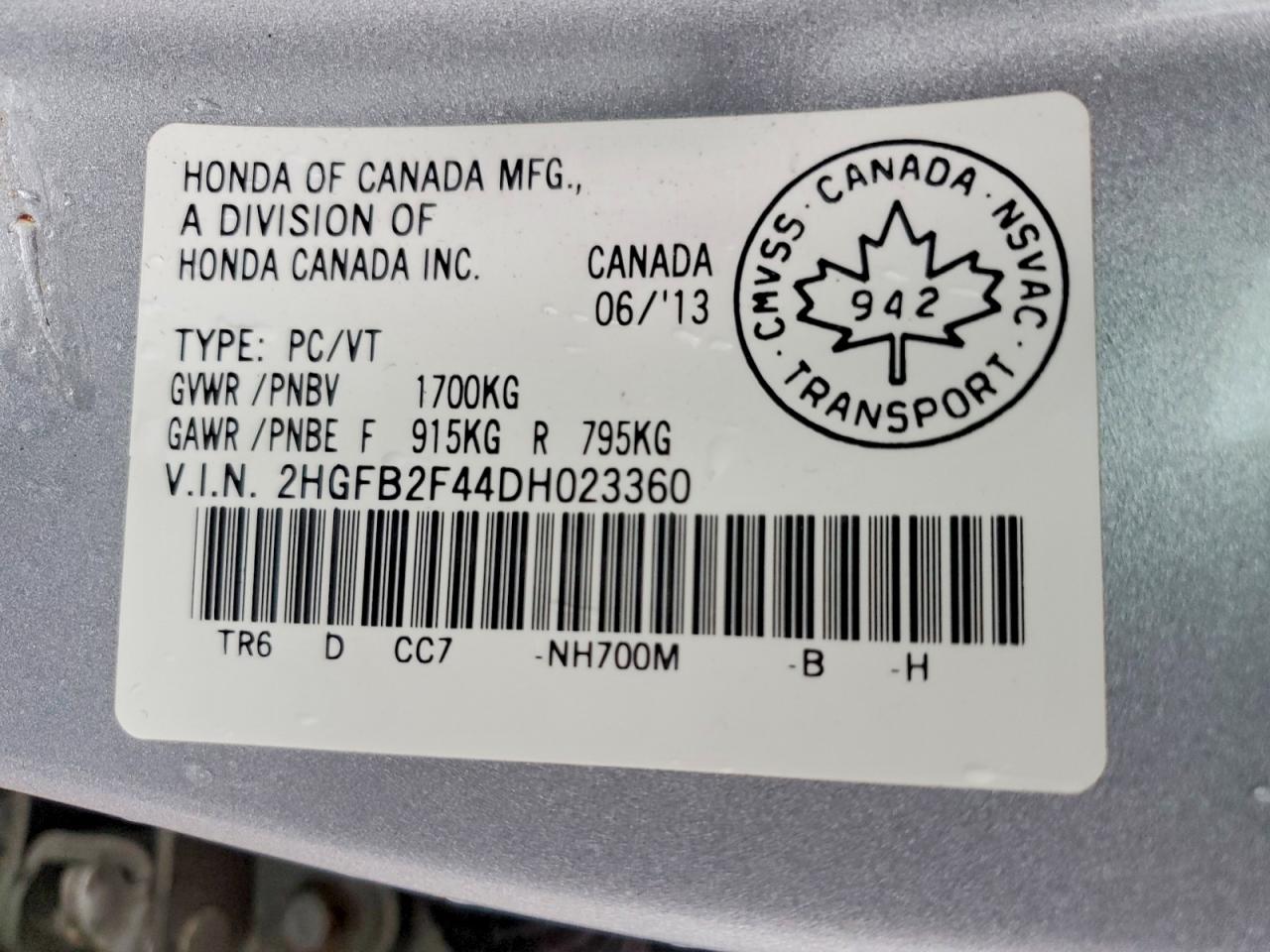 2013 Honda Civic Lx Silver vin: 2HGFB2F44DH023360