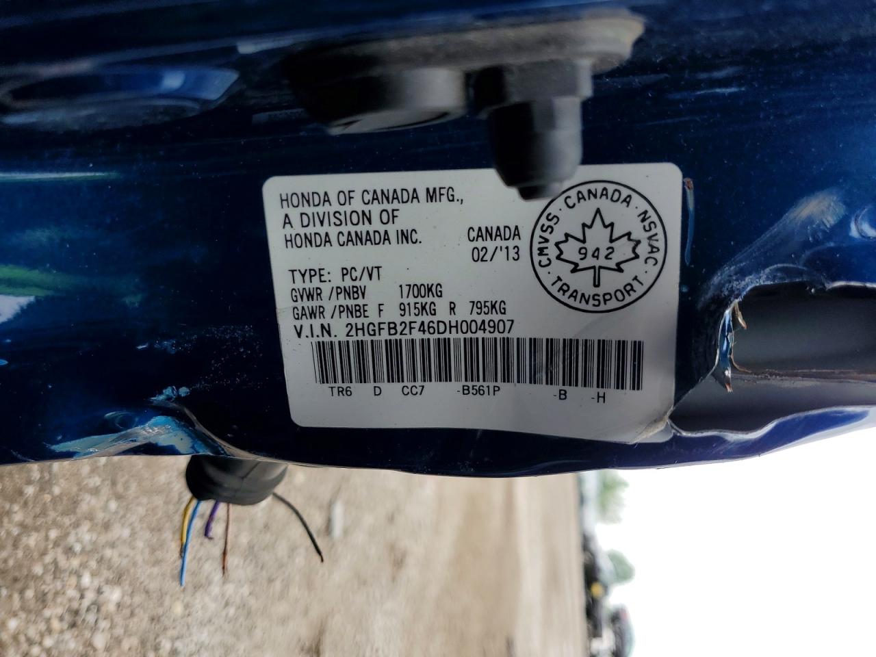 2013 Honda Civic Lx Blue vin: 2HGFB2F46DH004907