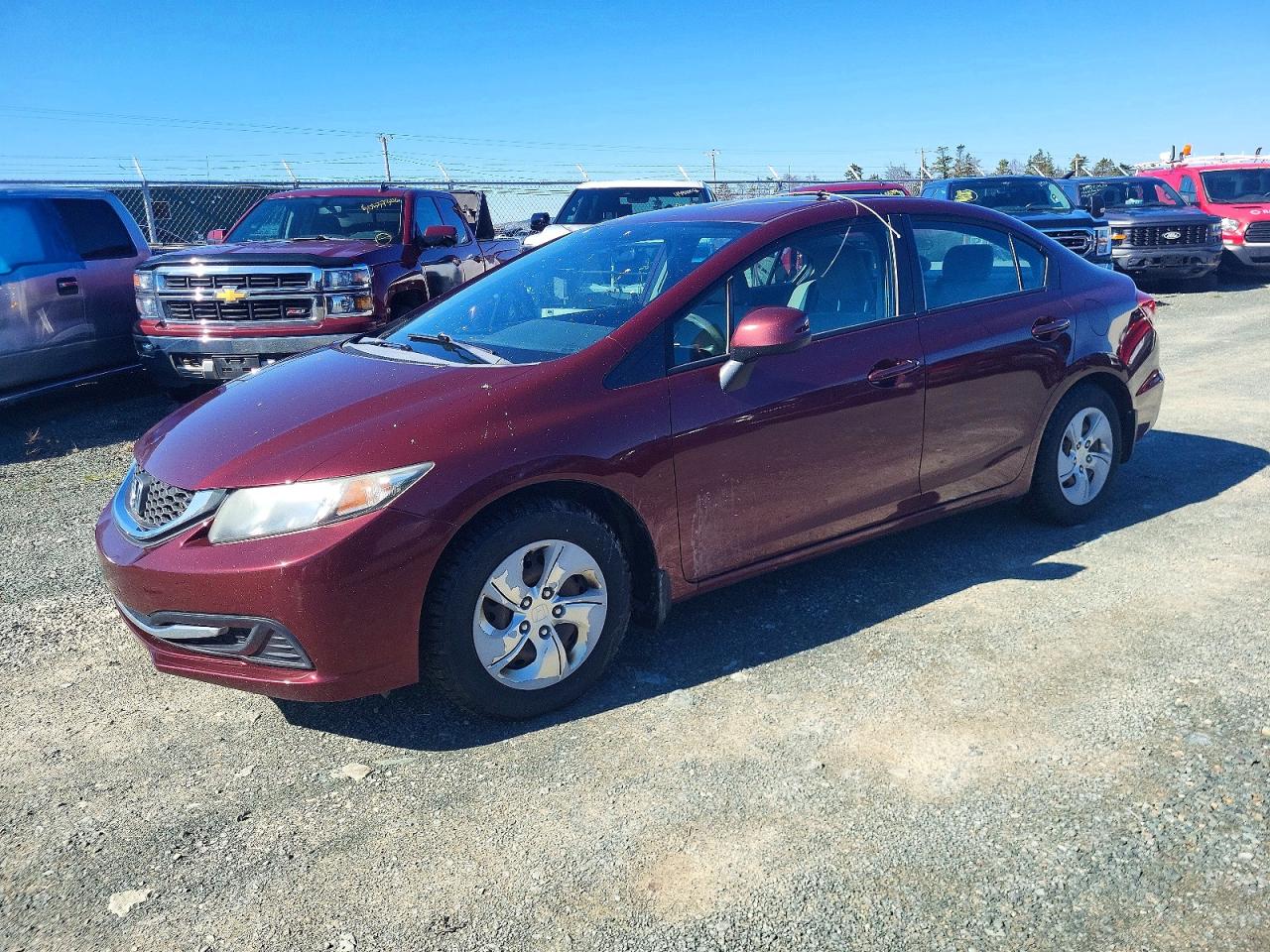 2013 Honda Civic Lx Burgundy vin: 2HGFB2F47DH017441