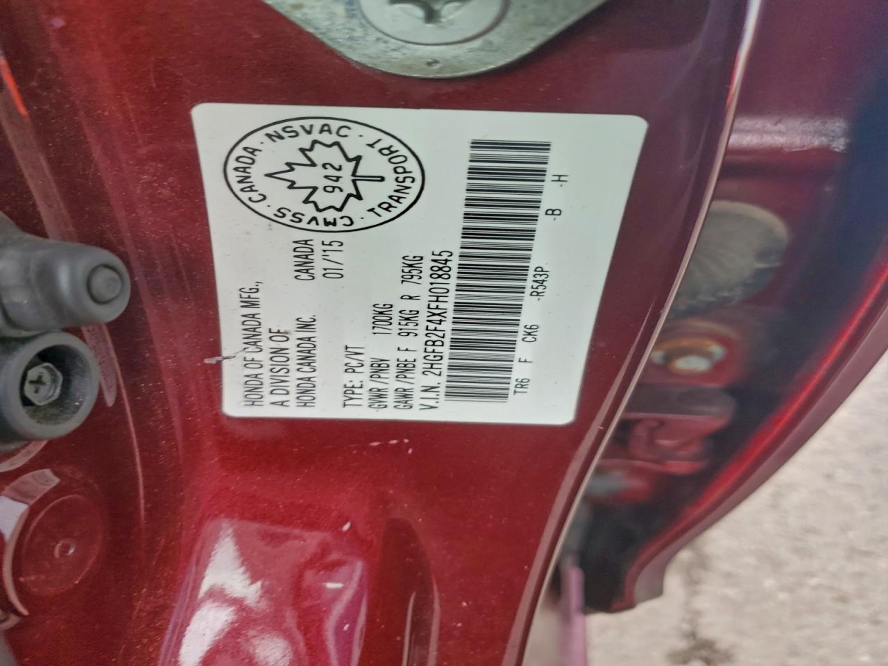 2015 Honda Civic Lx Maroon vin: 2HGFB2F4XFH018845