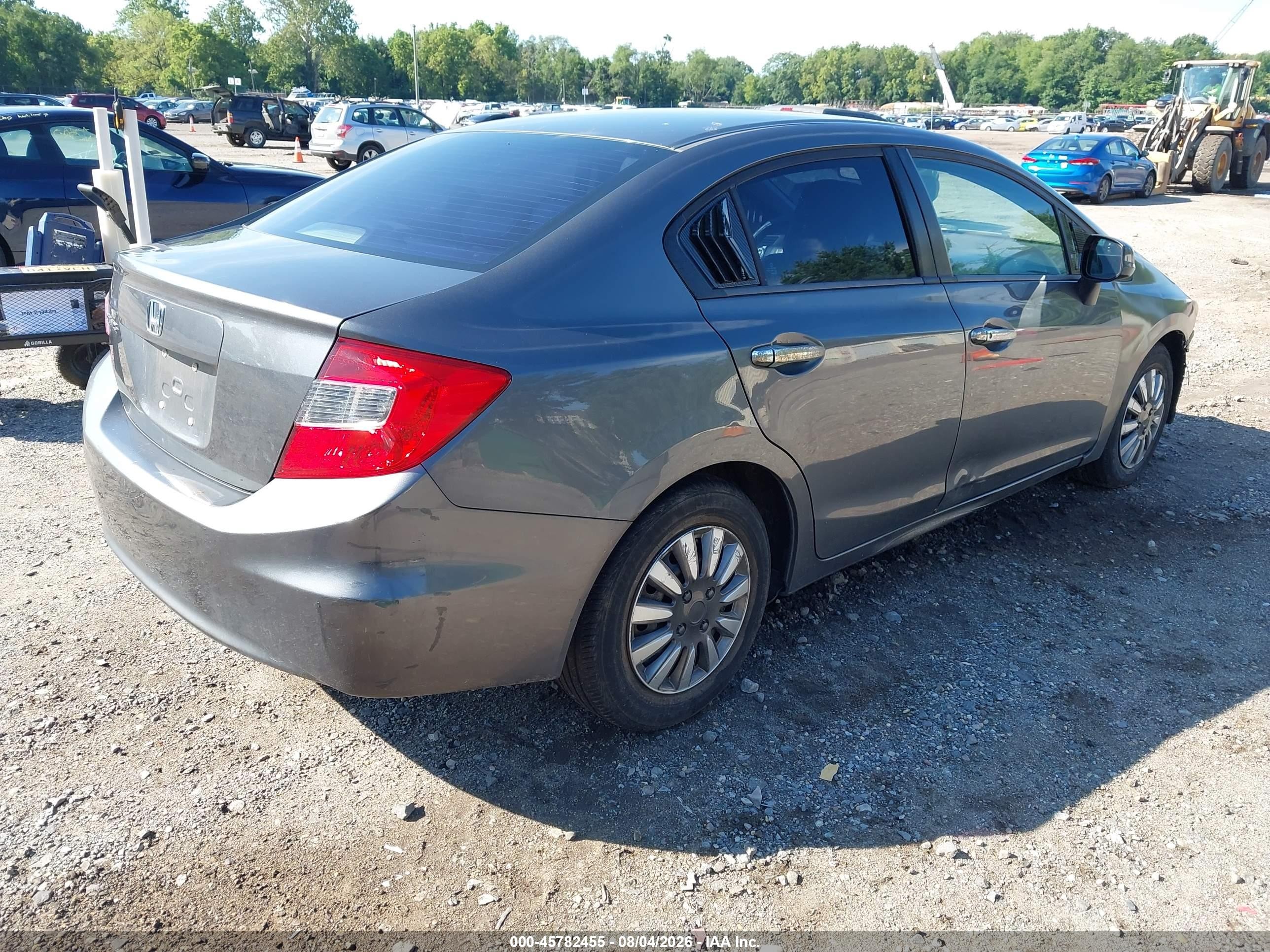 2012 Honda Civic Lx Gray vin: 2HGFB2F50CH318558