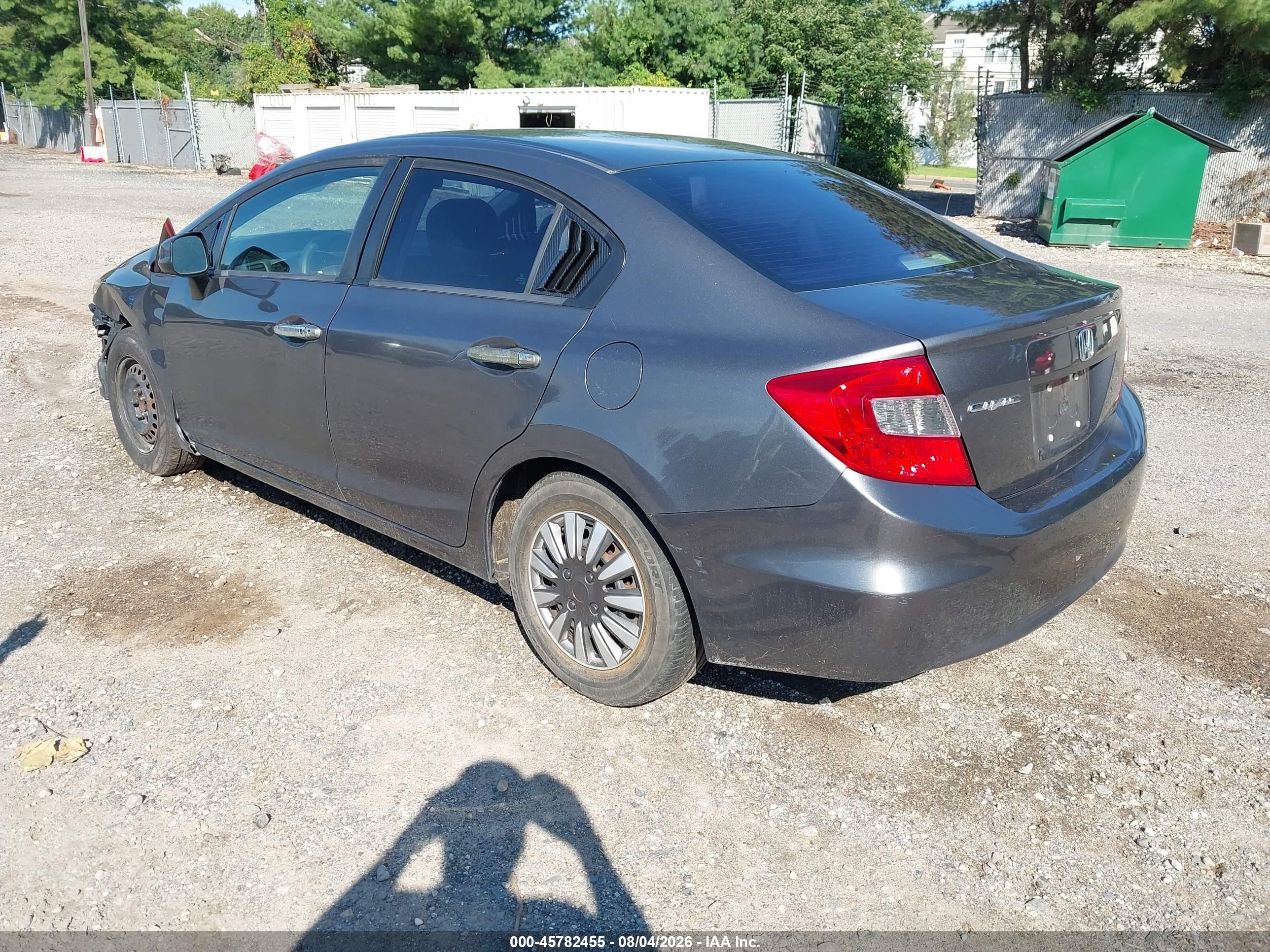 2012 Honda Civic Lx Gray vin: 2HGFB2F50CH318558