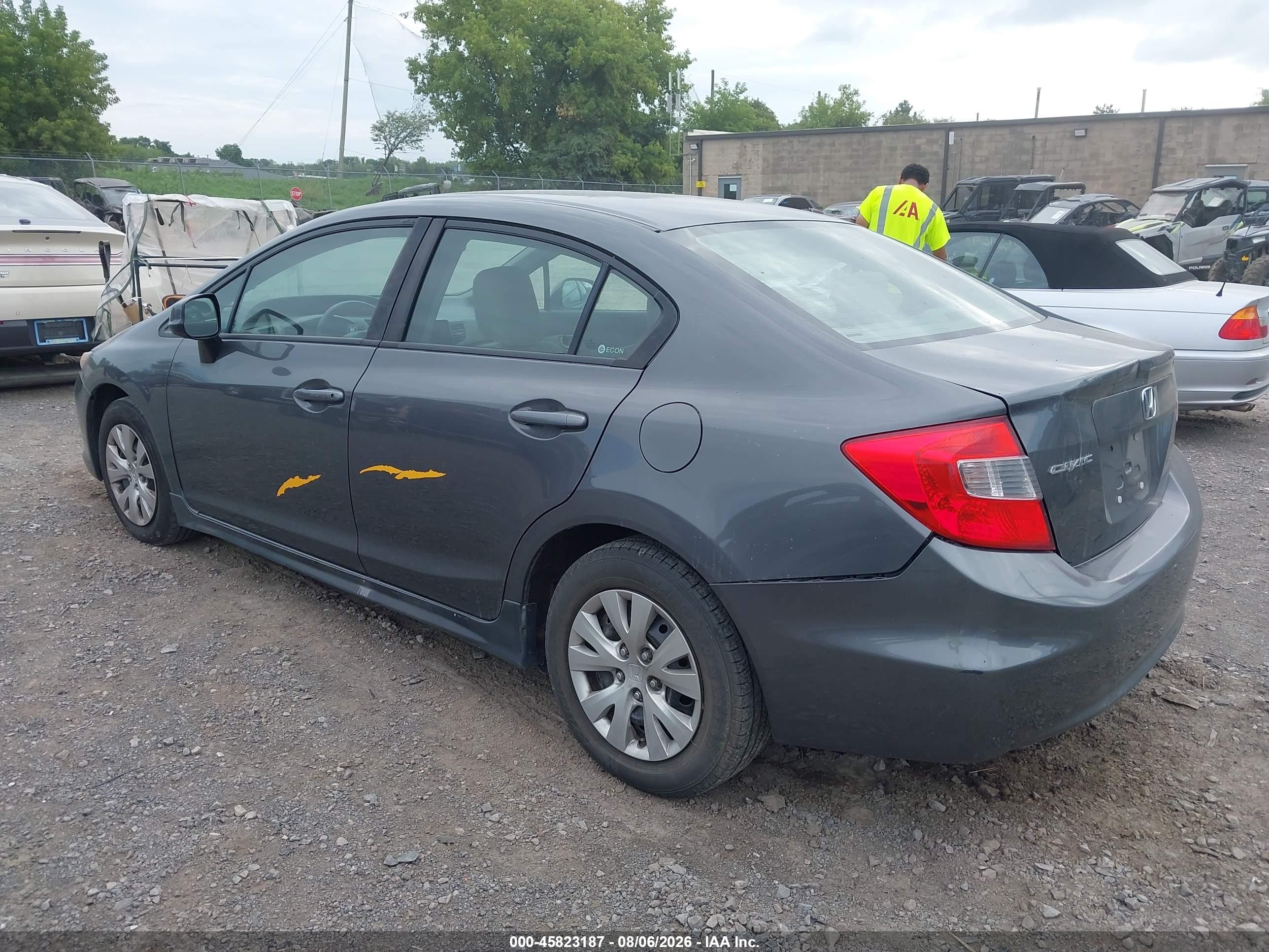 2012 Honda Civic Lx Gray vin: 2HGFB2F50CH330676