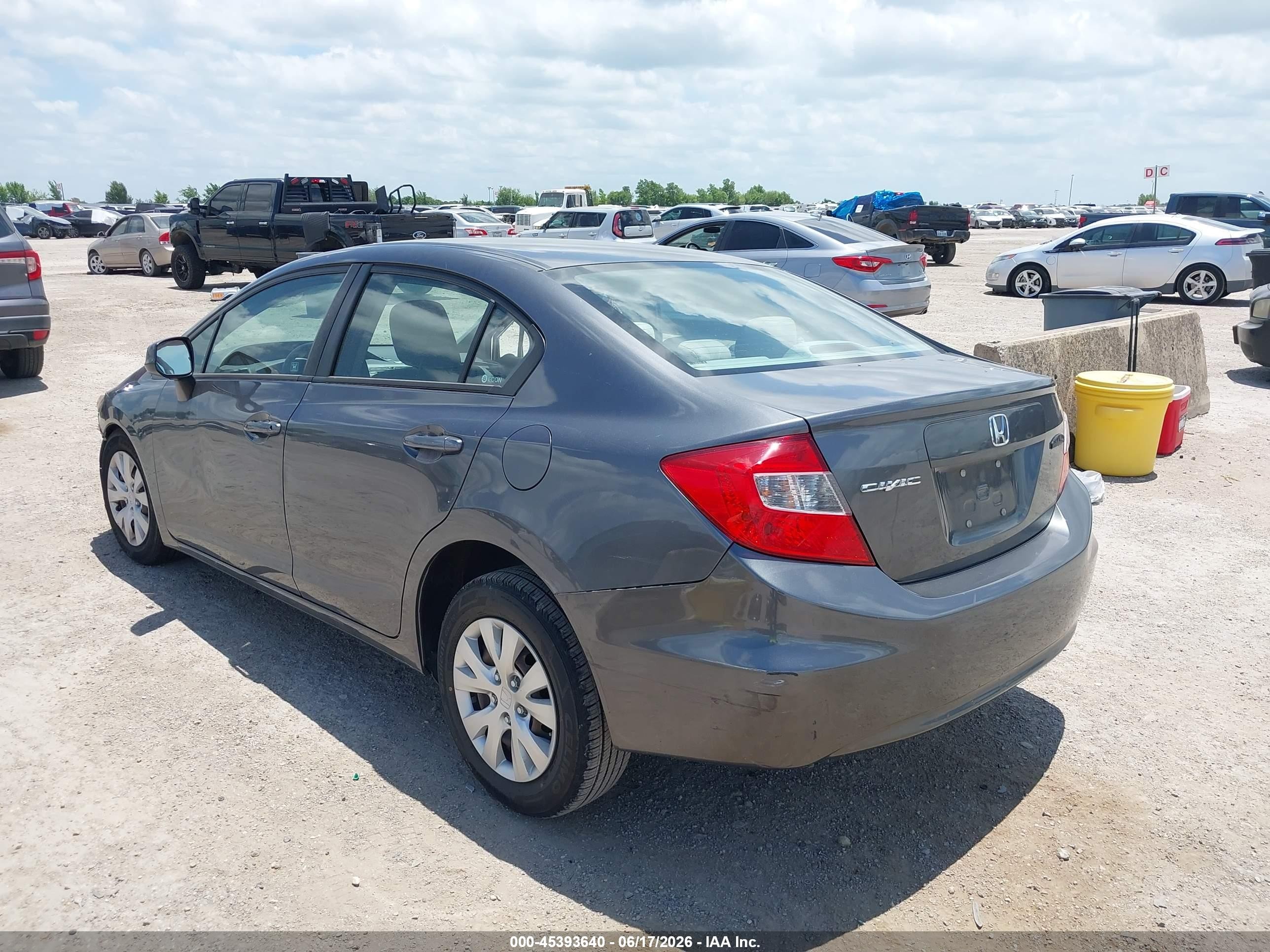 2012 Honda Civic Lx Gray vin: 2HGFB2F50CH333481