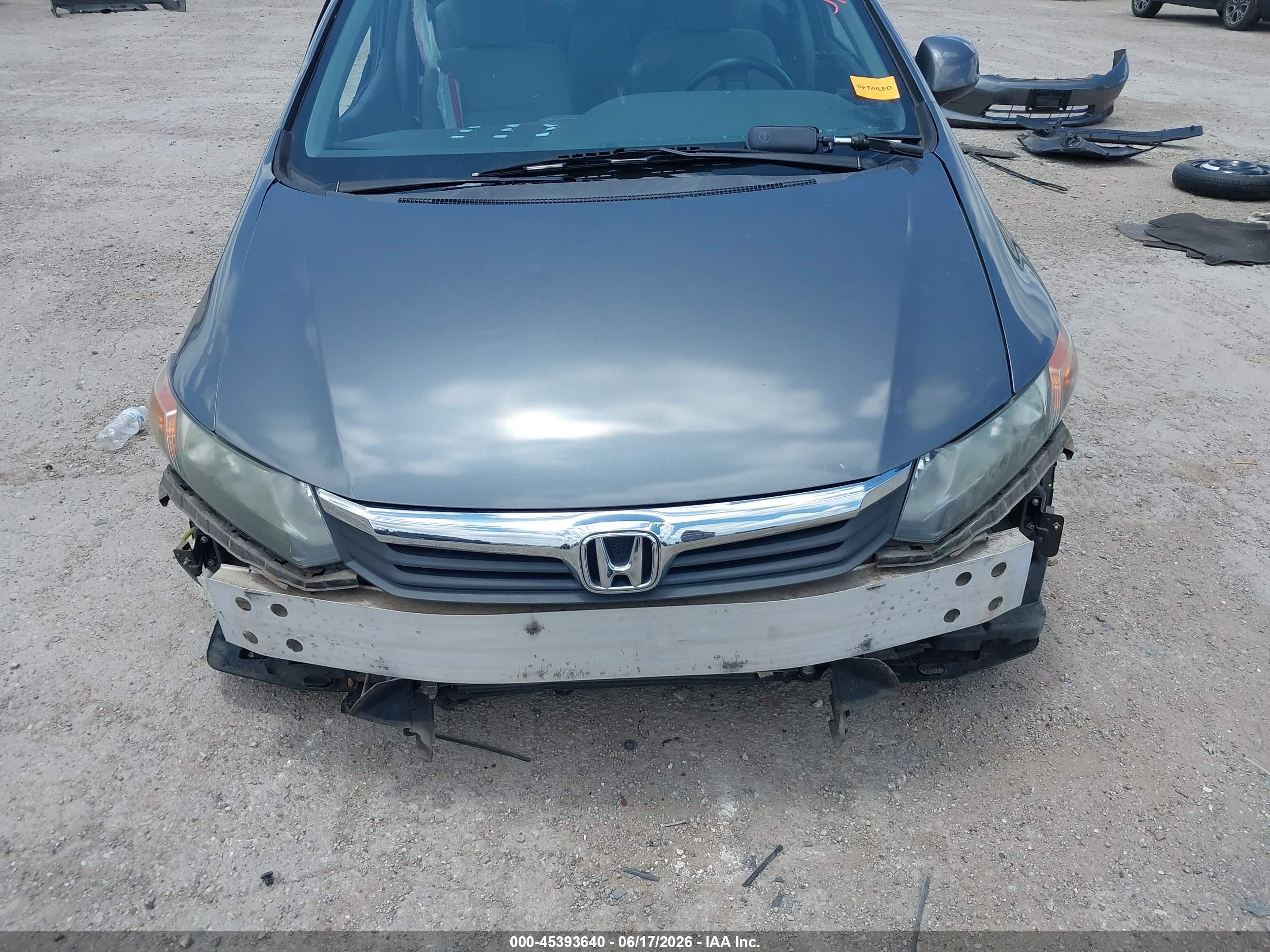 2012 Honda Civic Lx Gray vin: 2HGFB2F50CH333481