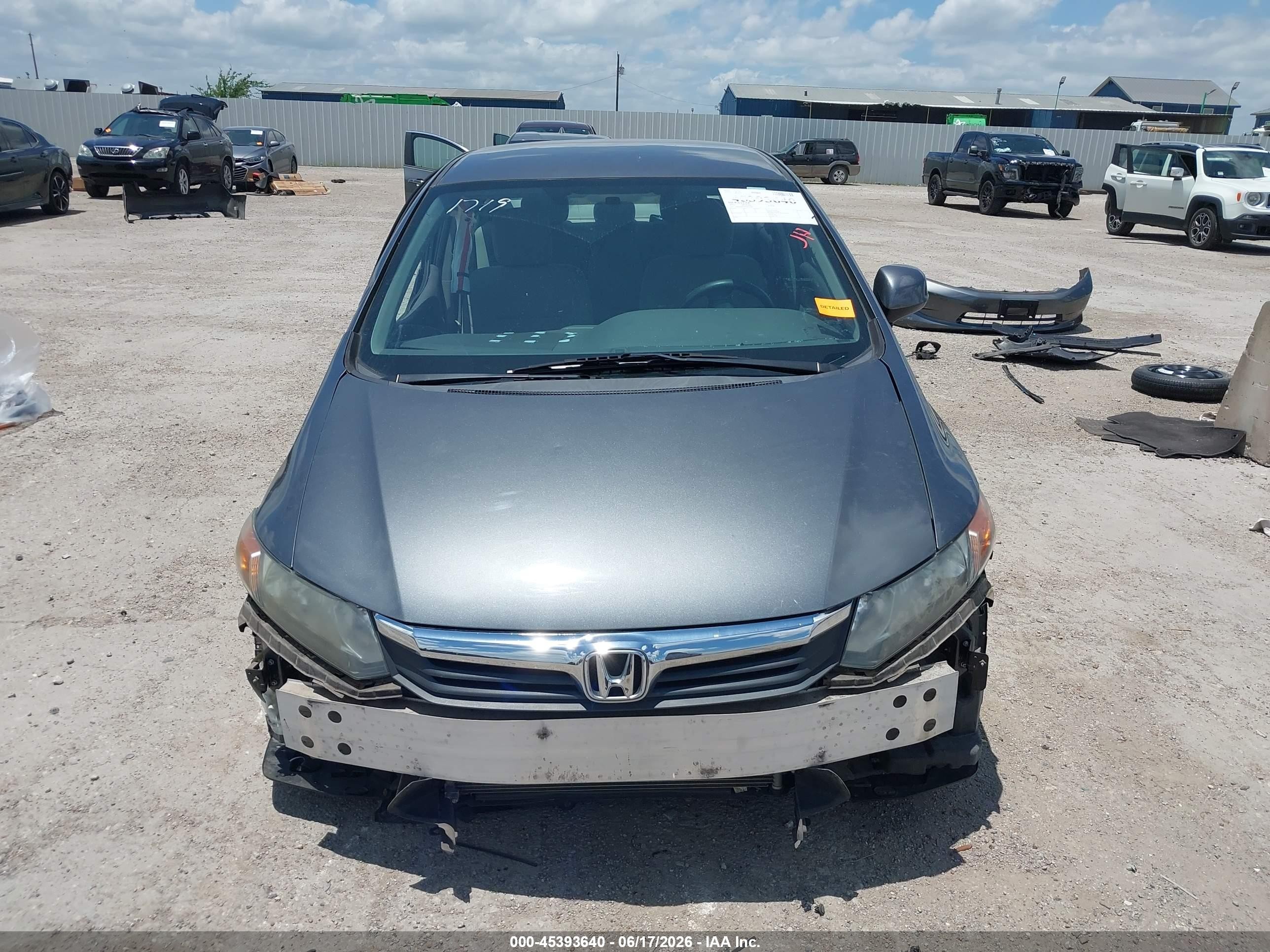 2012 Honda Civic Lx Gray vin: 2HGFB2F50CH333481