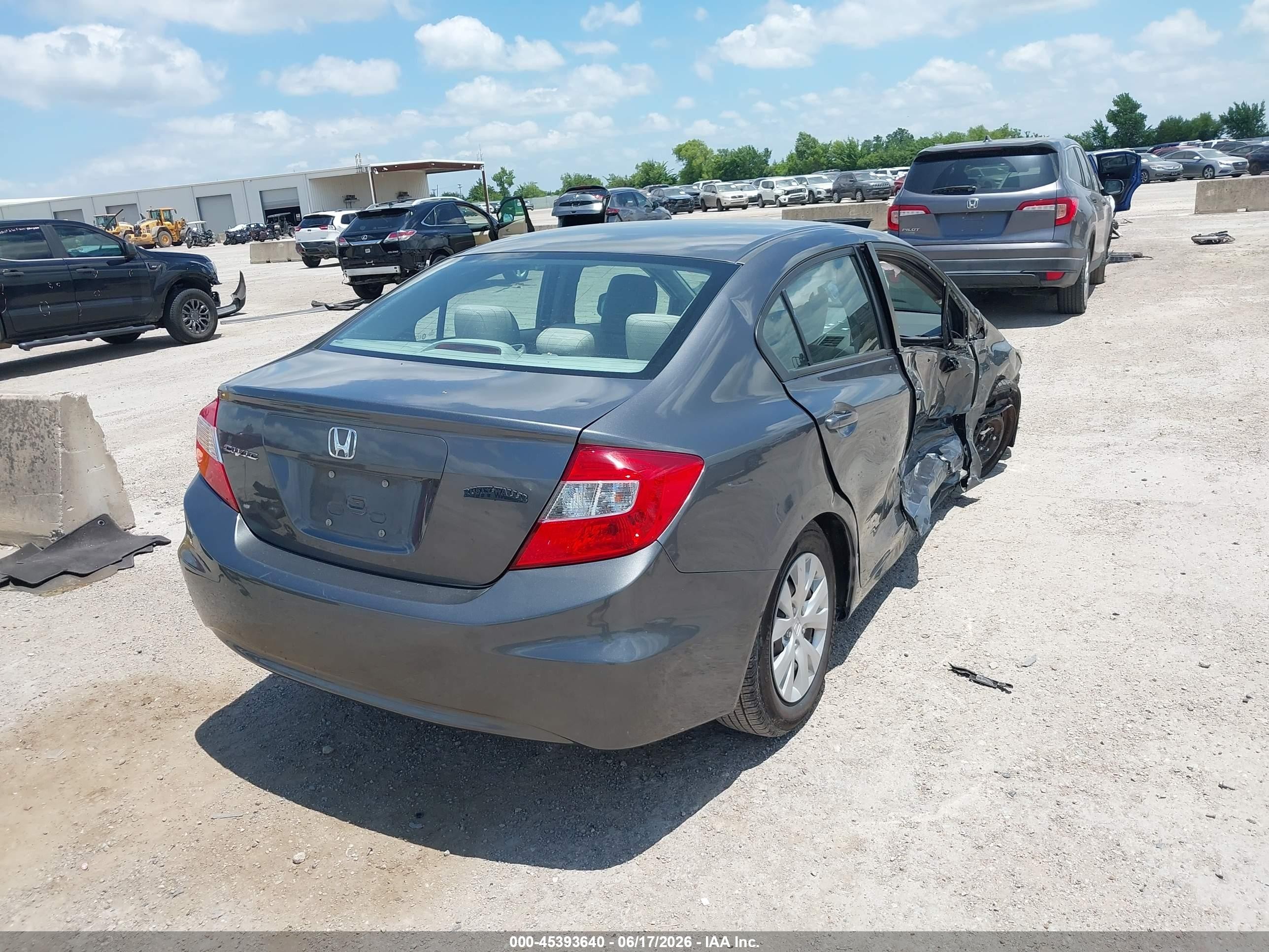 2012 Honda Civic Lx Gray vin: 2HGFB2F50CH333481