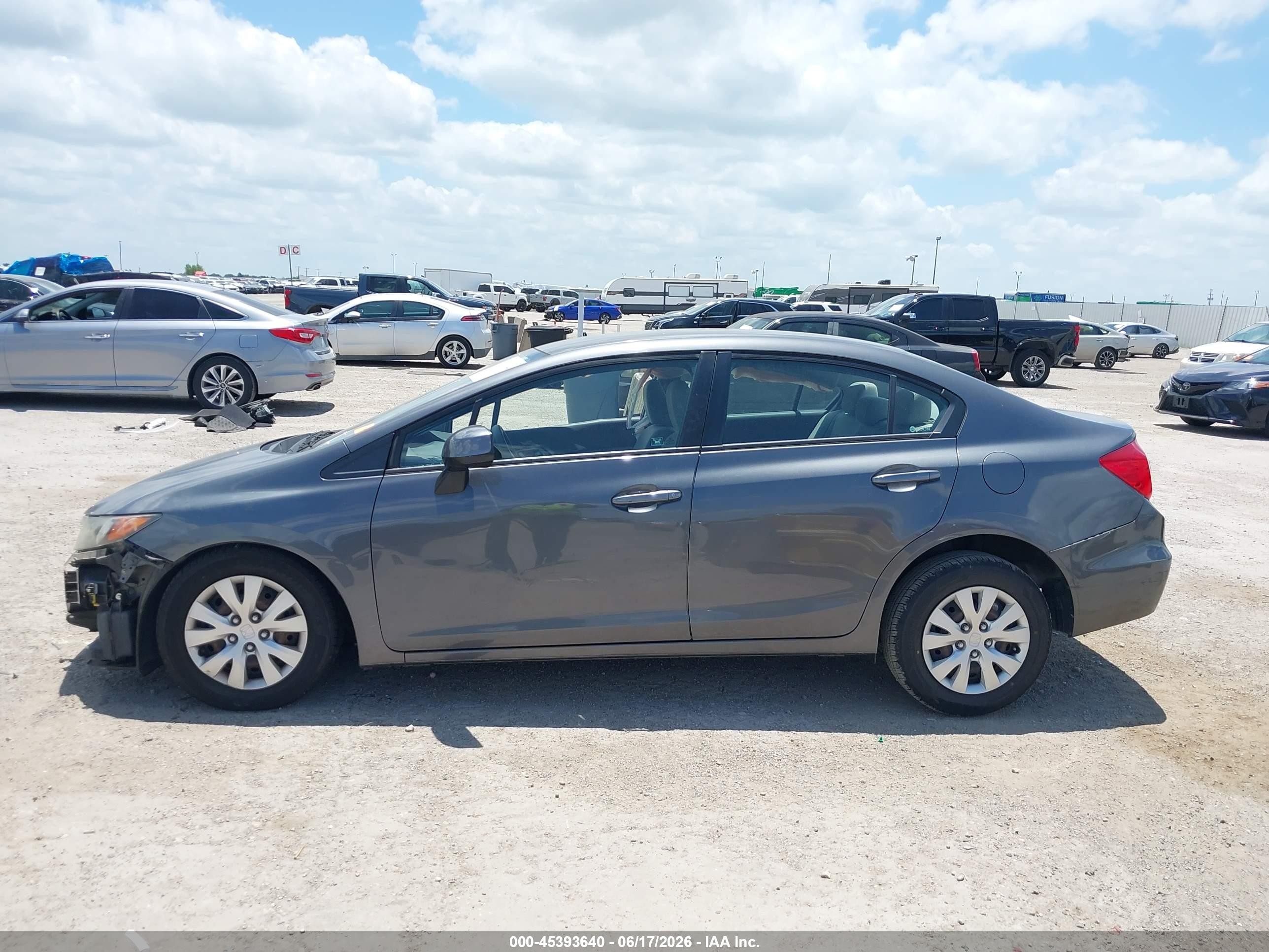 2012 Honda Civic Lx Gray vin: 2HGFB2F50CH333481