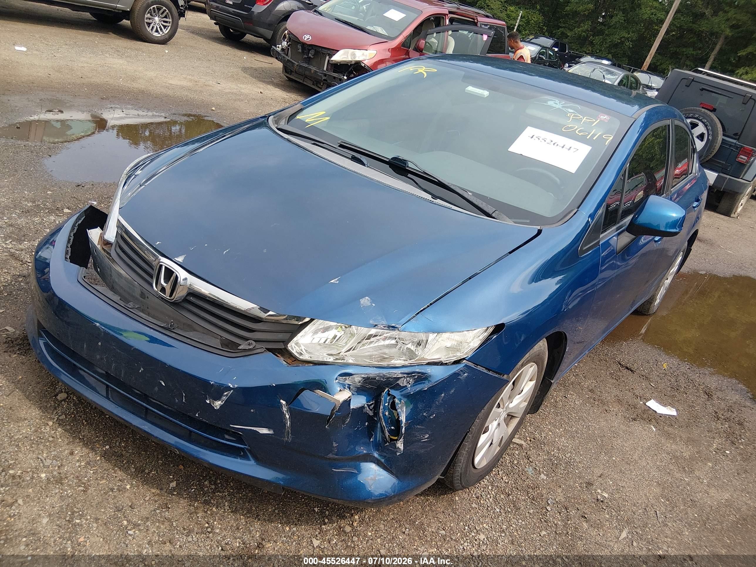 2012 Honda Civic Lx Blue vin: 2HGFB2F50CH511132