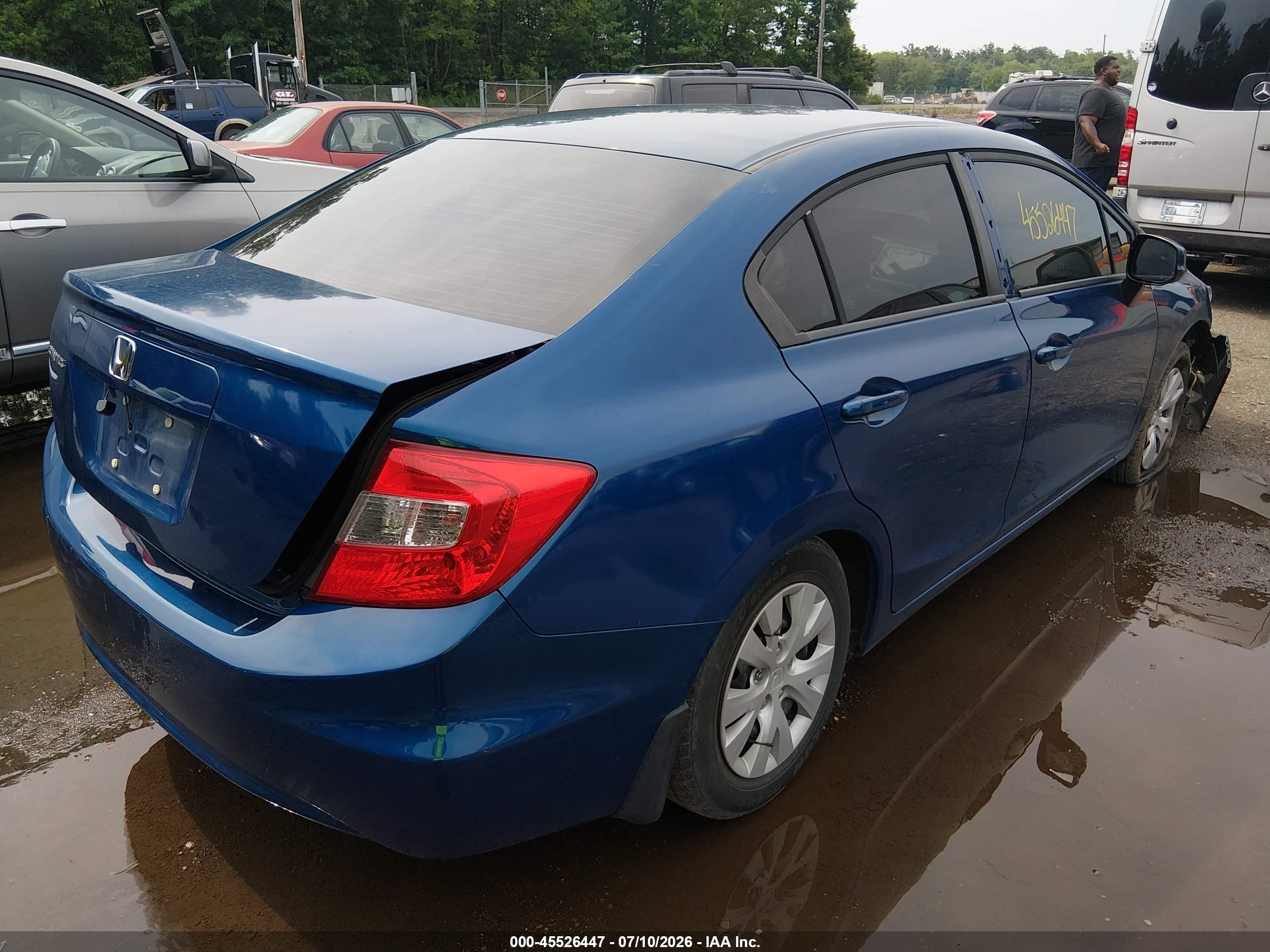 2012 Honda Civic Lx Blue vin: 2HGFB2F50CH511132
